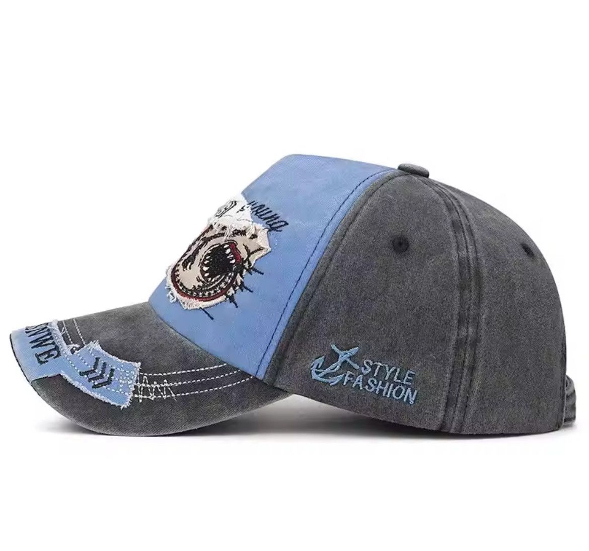 Other Retro Washed Denim Embroidery Shark Cap Size ONE SIZE - 3 Thumbnail