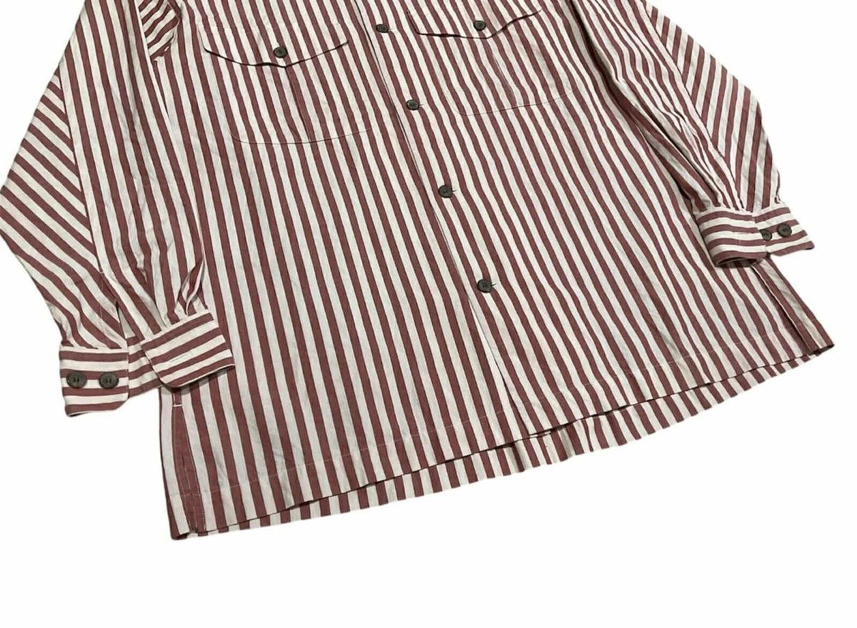 Issey Miyake 🔥Rare Vintage Issey Miyake Striped Shirt Stand Collar Size US XL / EU 56 / 4 - 8 Thumbnail