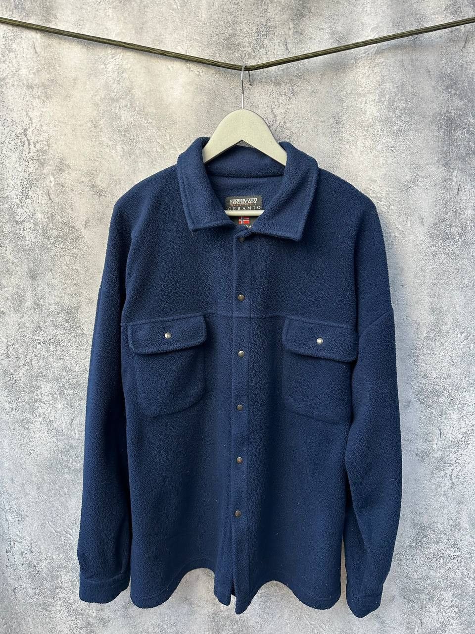 Napapijri × Vintage Napapijri Fleece Overshirt Ceramic Fibre Button Jacket Italy Size US XL / EU 56 / 4 - 2 Thumbnail