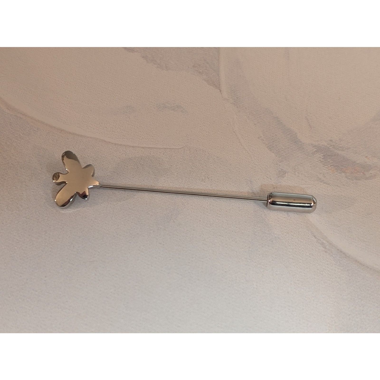Vintage Super Cute VTG1980s Silver-Tone Butterfly Stick Pin 2.25" Size ONE SIZE - 1 Thumbnail