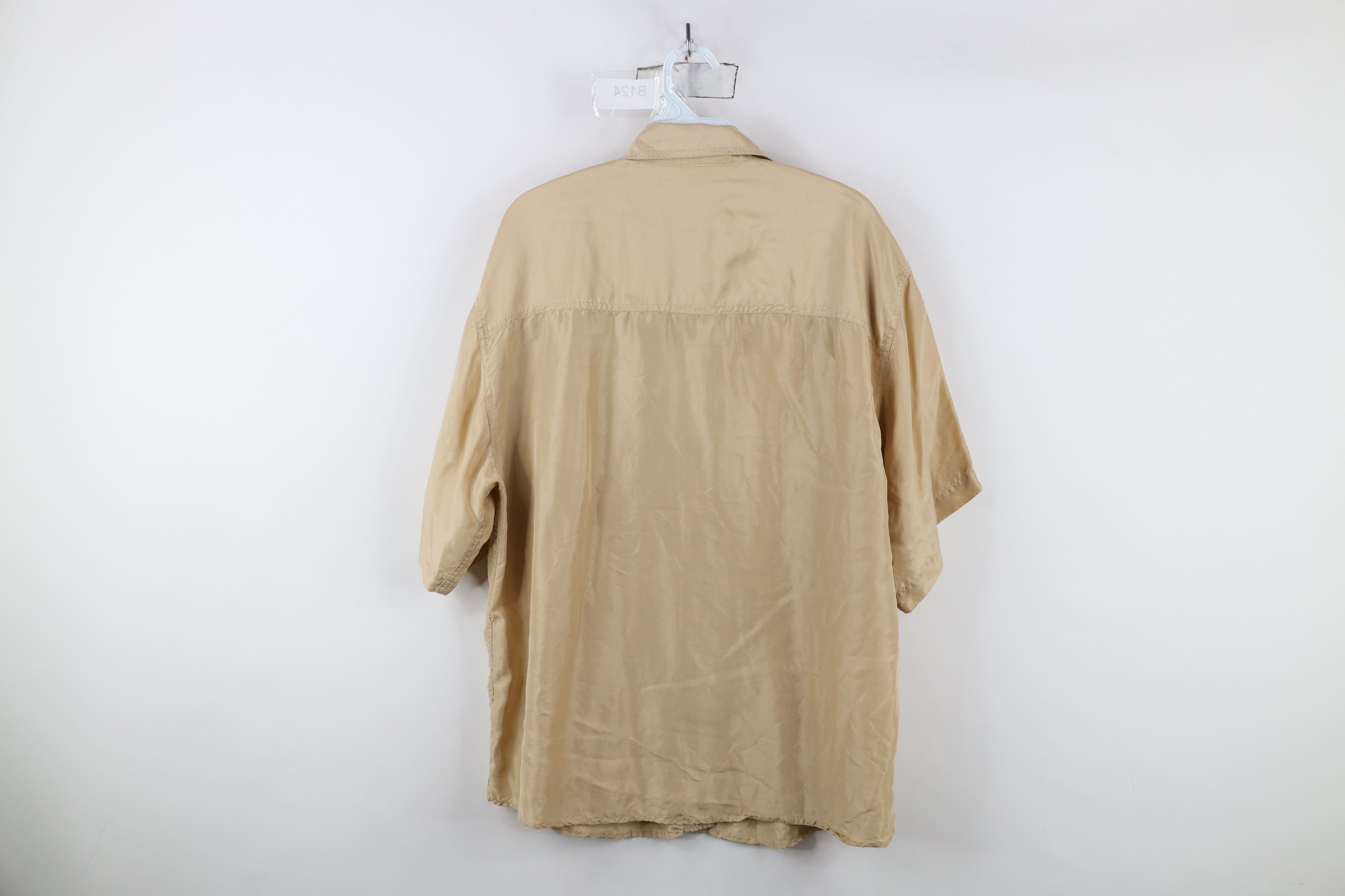 Vintage Vintage 90s Streetwear Silk Short Sleeve Button Shirt Gold Size US L / EU 52-54 / 3 - 10 Thumbnail