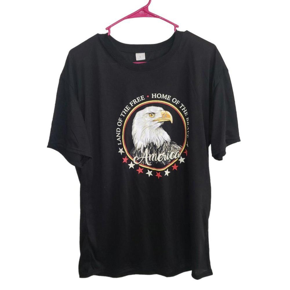 Designer CT410 Ladies NWOT "Land of the Free" Black T-shirt L Size L / US 10 / IT 46 - 1 Thumbnail