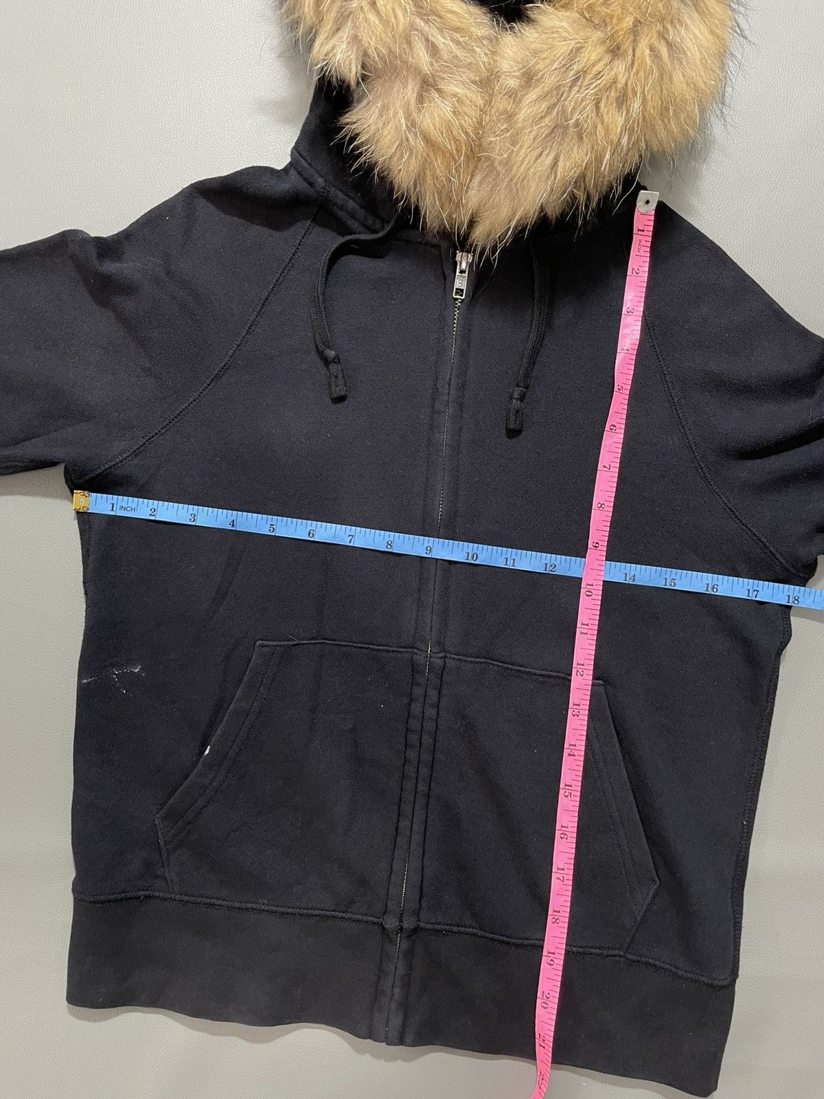 Le Grande Bleu (L.G.B.) Japan unqlo Black Distressed zip Fur Hoodie ifsix lgb style Size US S / EU 44-46 / 1 - 6 Thumbnail