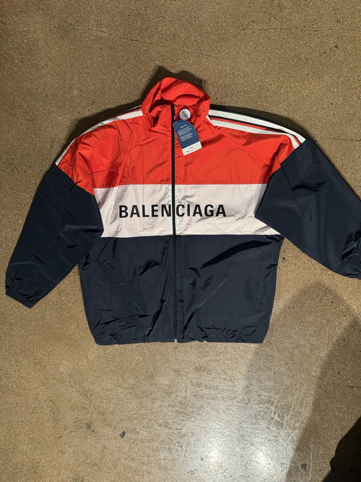 Balenciaga Balenciaga Nylon Track Jacket Red White Navy Grailed