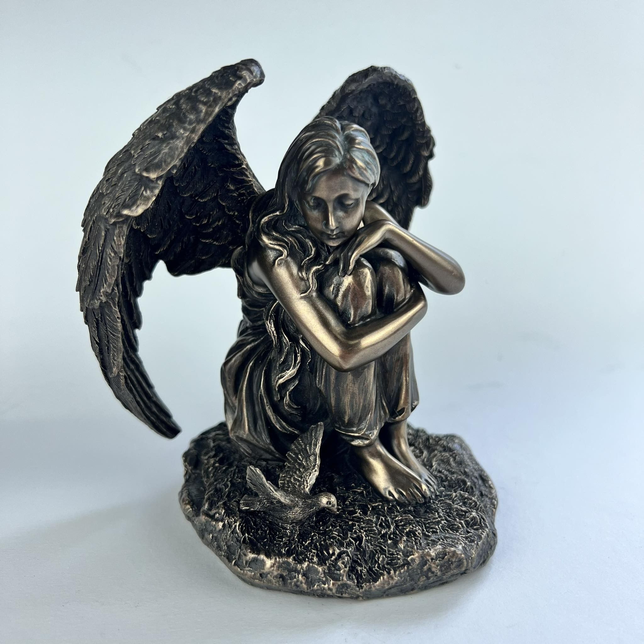 Vintage Angel Girl Figure Polystone Bronze Made in Italy 18 cm Size ONE SIZE - 2 Thumbnail