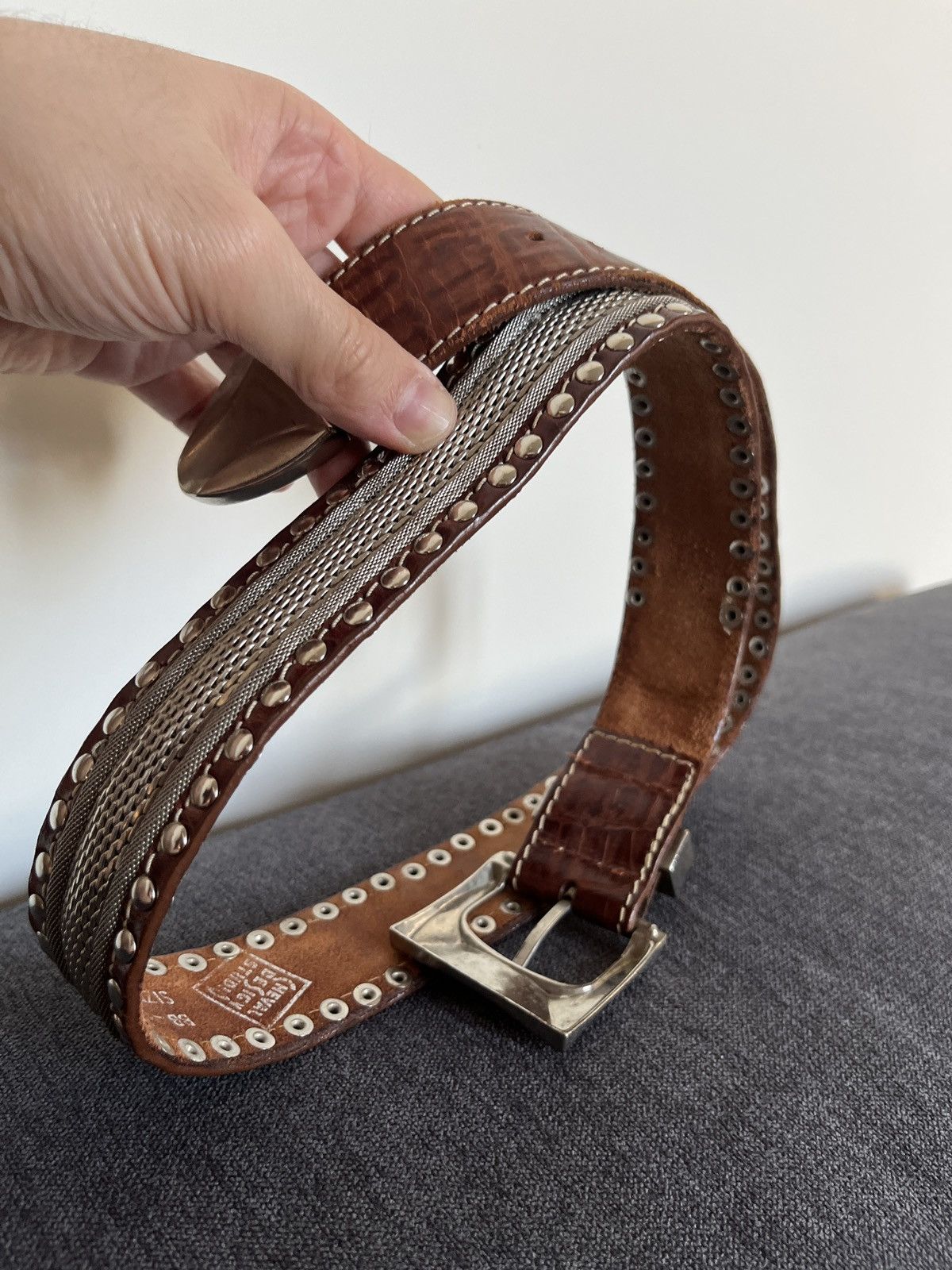 Cowboy Equipment Cheval Design Studio Super Heavy Leather Metallic Belt Size ONE SIZE - 13 Thumbnail