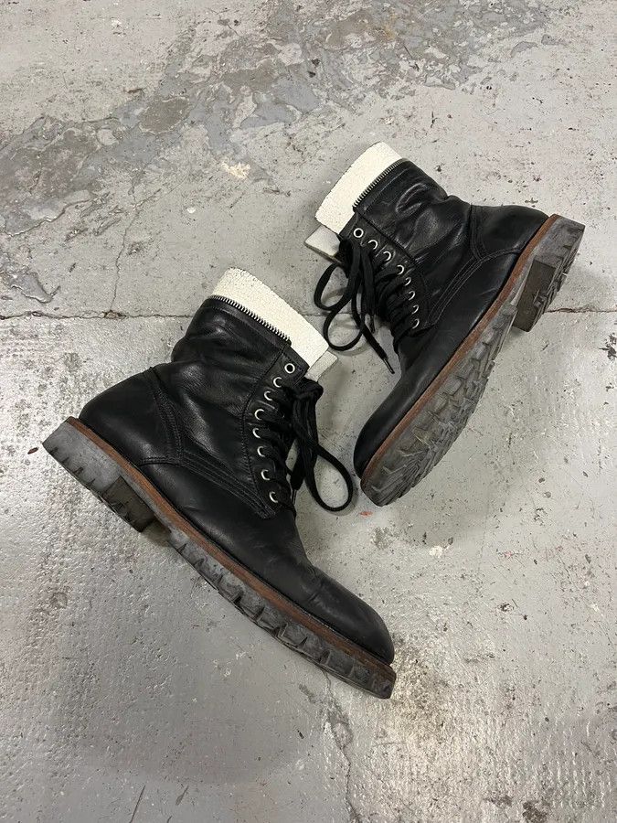 Dries Van Noten AW2017 Dries Van Noten Combat Side Zip Black Leather Boots Size US 11 / EU 44 - 2 Thumbnail