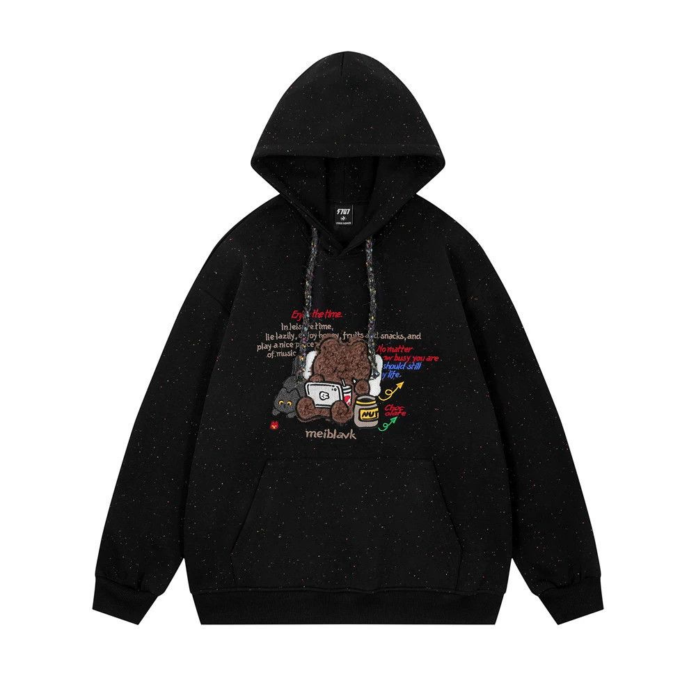 Vintage Men's Loose Casual Cartoon Bear Embroidered Hoodie Size US M / EU 48-50 / 2 - 1 Thumbnail