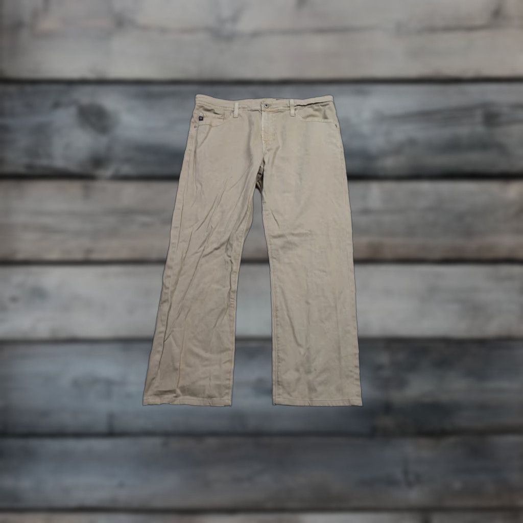 Vintage AG Adriano Goldschmied The Graduate Pants Mens 36x28 Beige Khaki Tapered Leg 확 Size US 36 / EU 52 - 1 Thumbnail