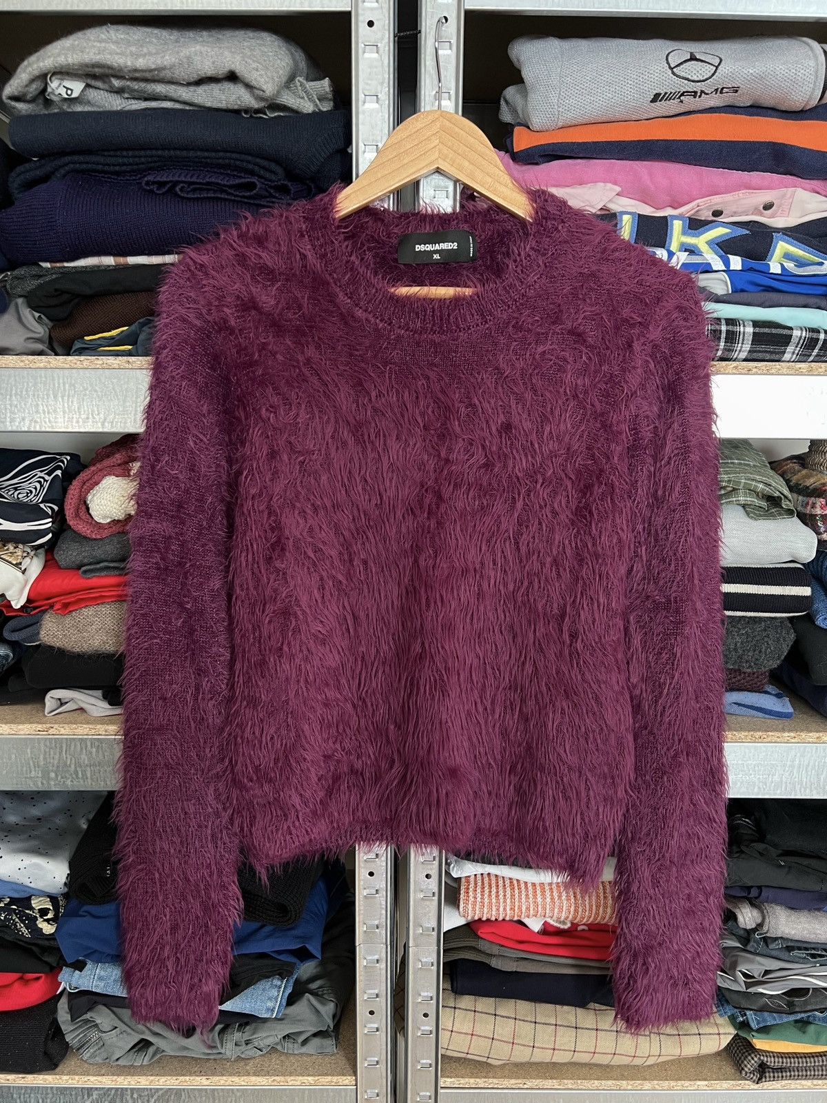 Dsquared2 Dsquared2 Womens Fuzzy Mohair Knitted Sweater Purple Size XL Size XL / US 12-14 / IT 48-50 - 1 Thumbnail