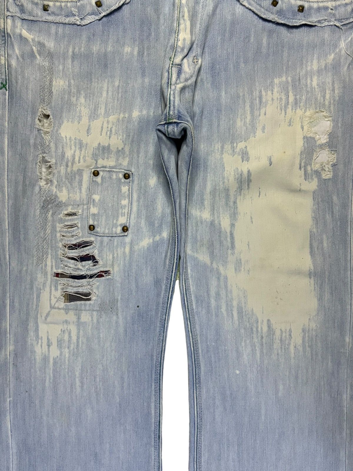 Japanese Brand Vintage Japanese Brand Bleach Wash Stud Patched Baggy Jeans Size US 32 / EU 48 - 5 Thumbnail