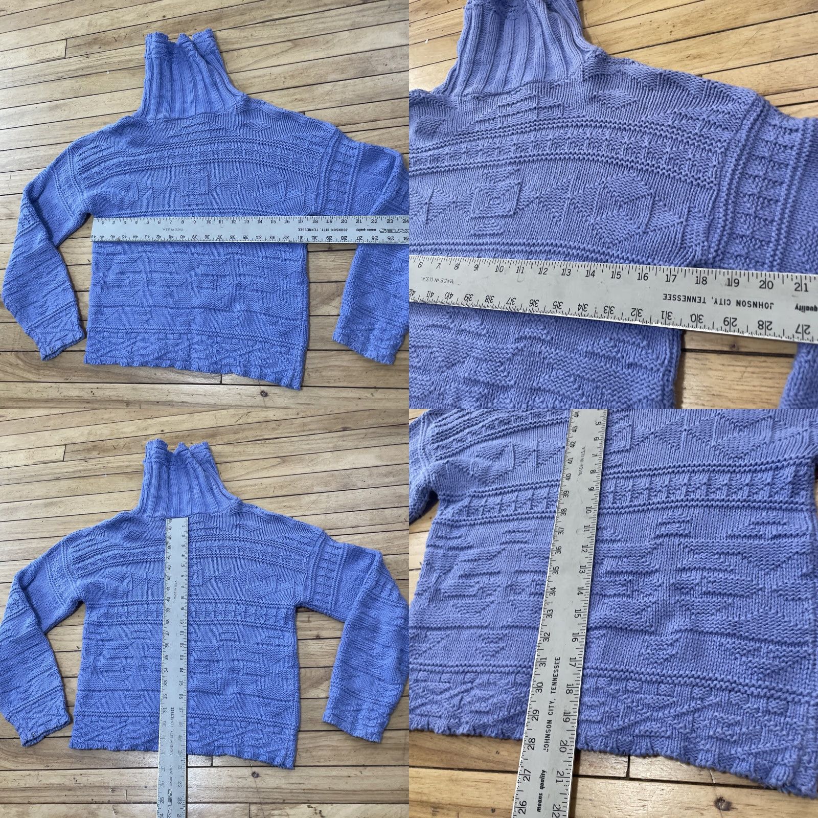 Vintage VINTAGE Turtleneck Sweater Women Small Blue Chunky-Knit Preppy Pullover Knit Modern Classic Decade 90s Womens Size S / US 4 / IT 40 - 8 Thumbnail