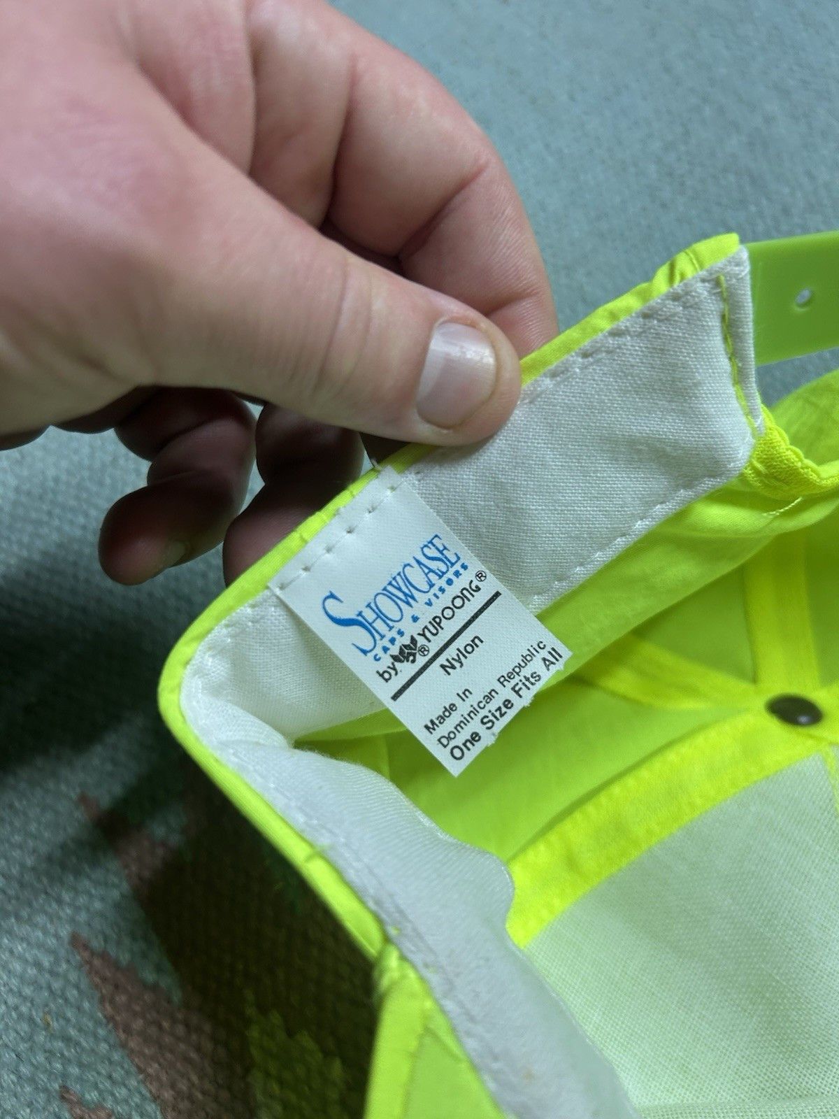 Vintage Vtg SnapBack hat Evans food service hi vis neon yellow nylon Size ONE SIZE - 7 Thumbnail