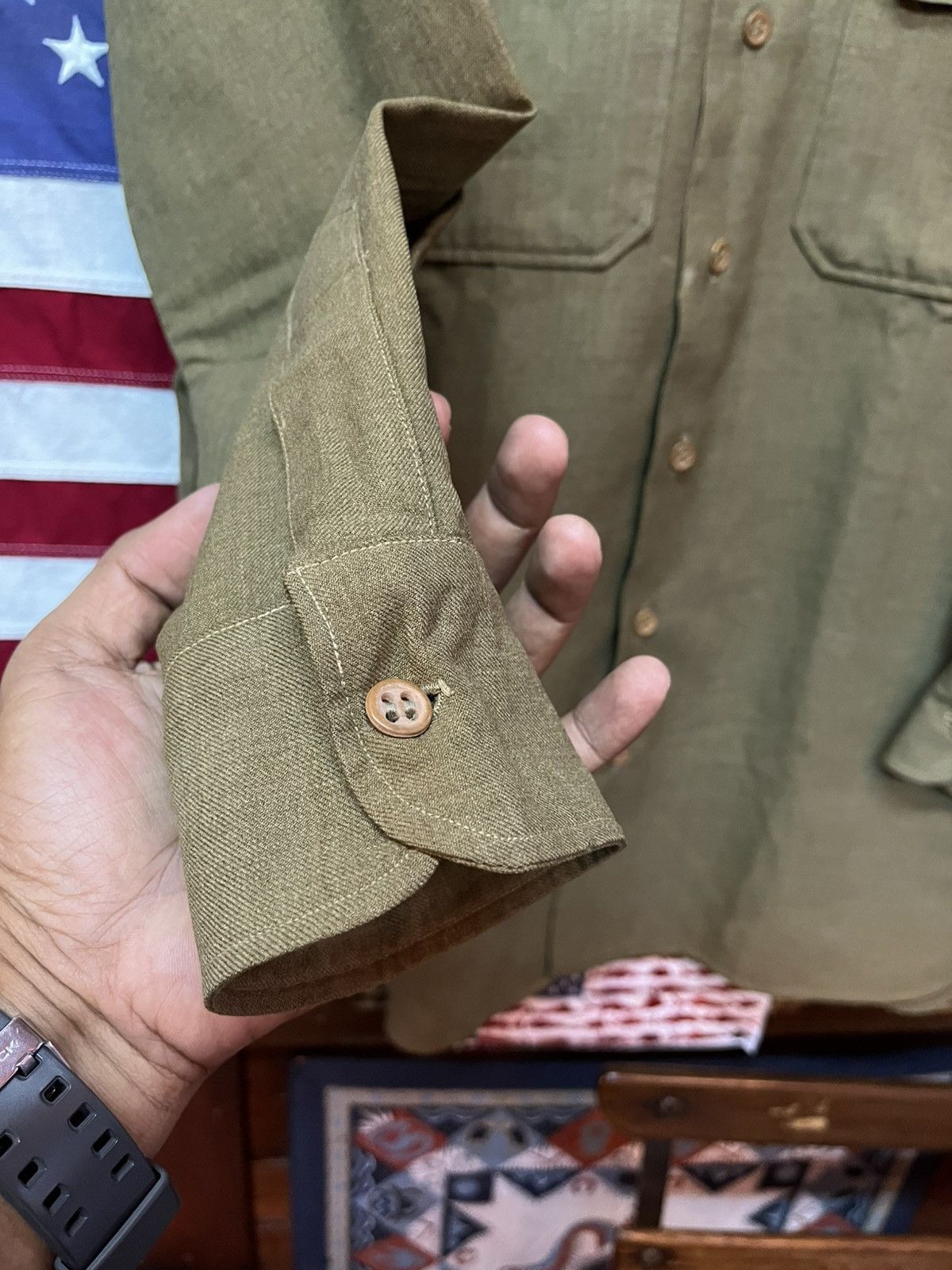 Other True Vintage 1940s WWII US Army M37 Work Shirt Size US L / EU 52-54 / 3 - 4 Thumbnail