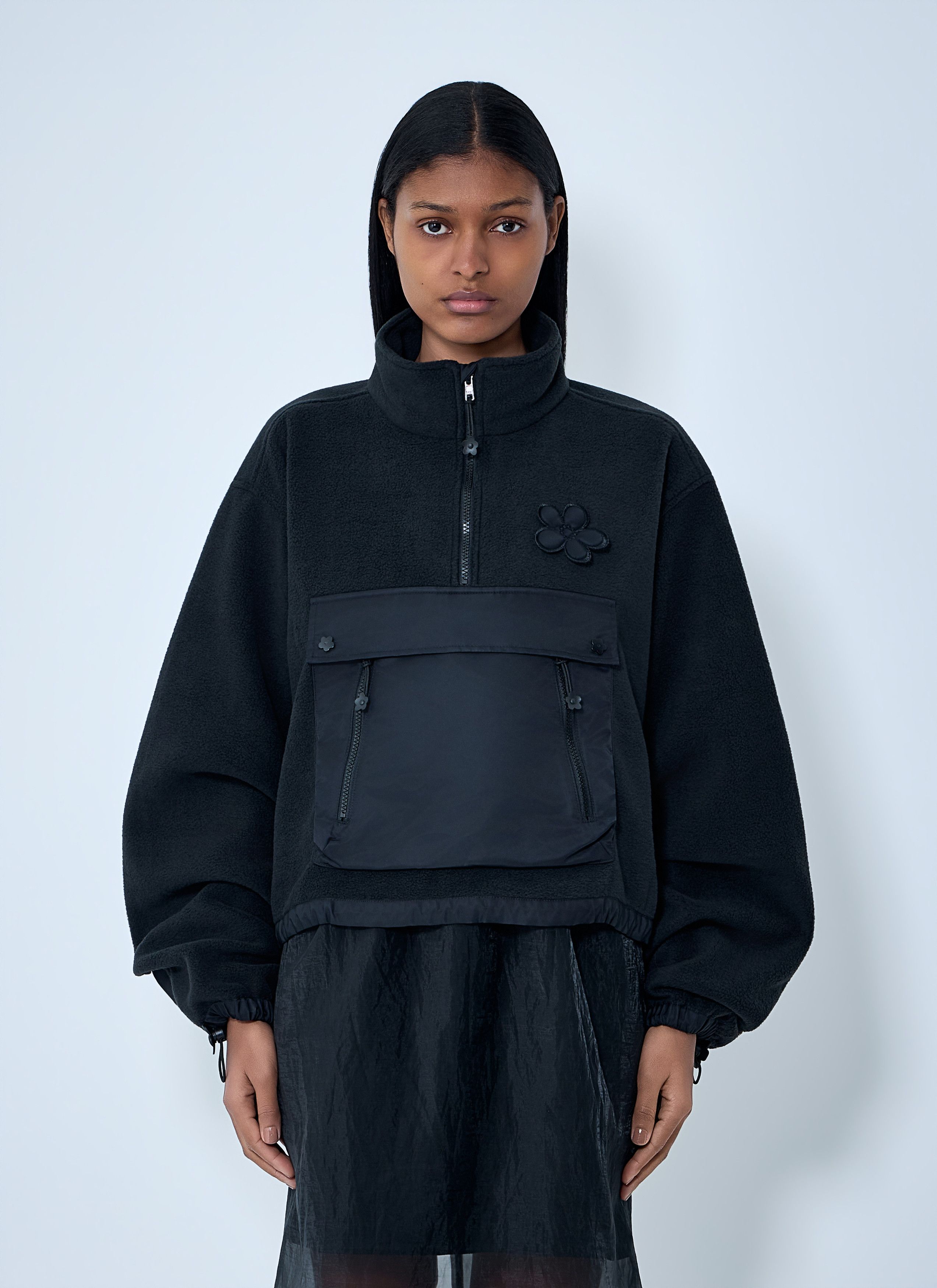 High-Neck Fleece Pullover Sweatshirt