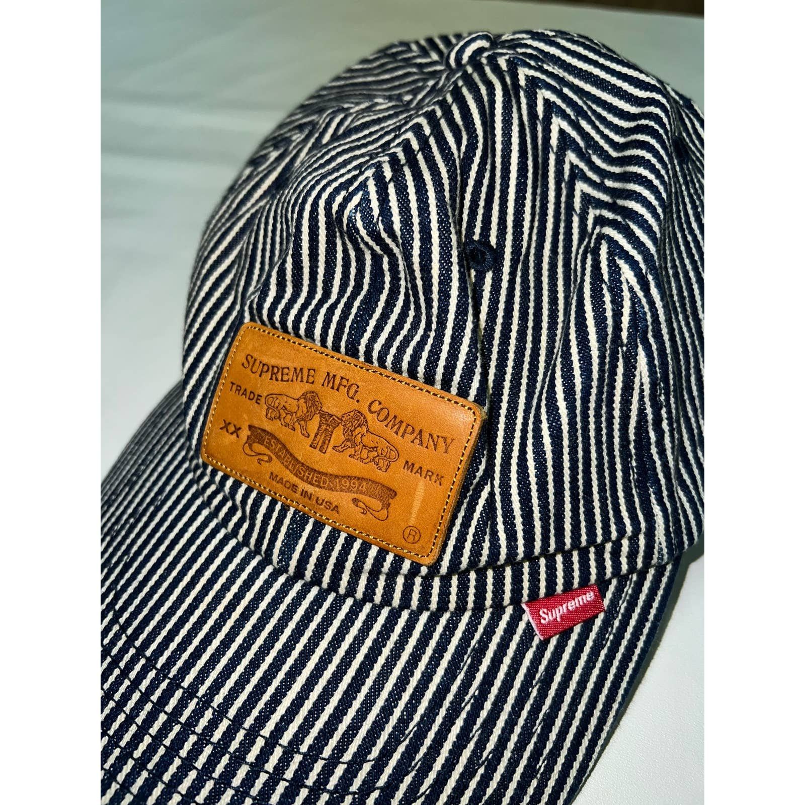 Supreme Supreme 2009 Striped “Levis” MFG Leather Patch Hat Size ONE SIZE - 2 Thumbnail