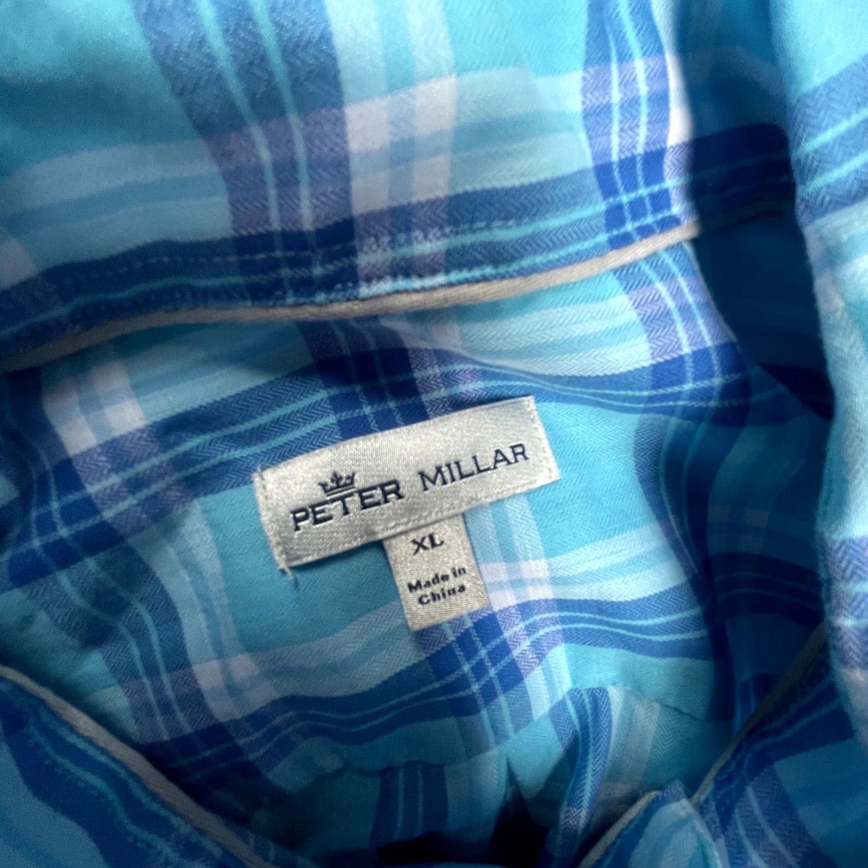 Peter Millar Peter Millar Mens Plaid Shirt Button-Up Short Sleeve XL Blue 100% Cotton Size US XL / EU 56 / 4 - 3 Thumbnail