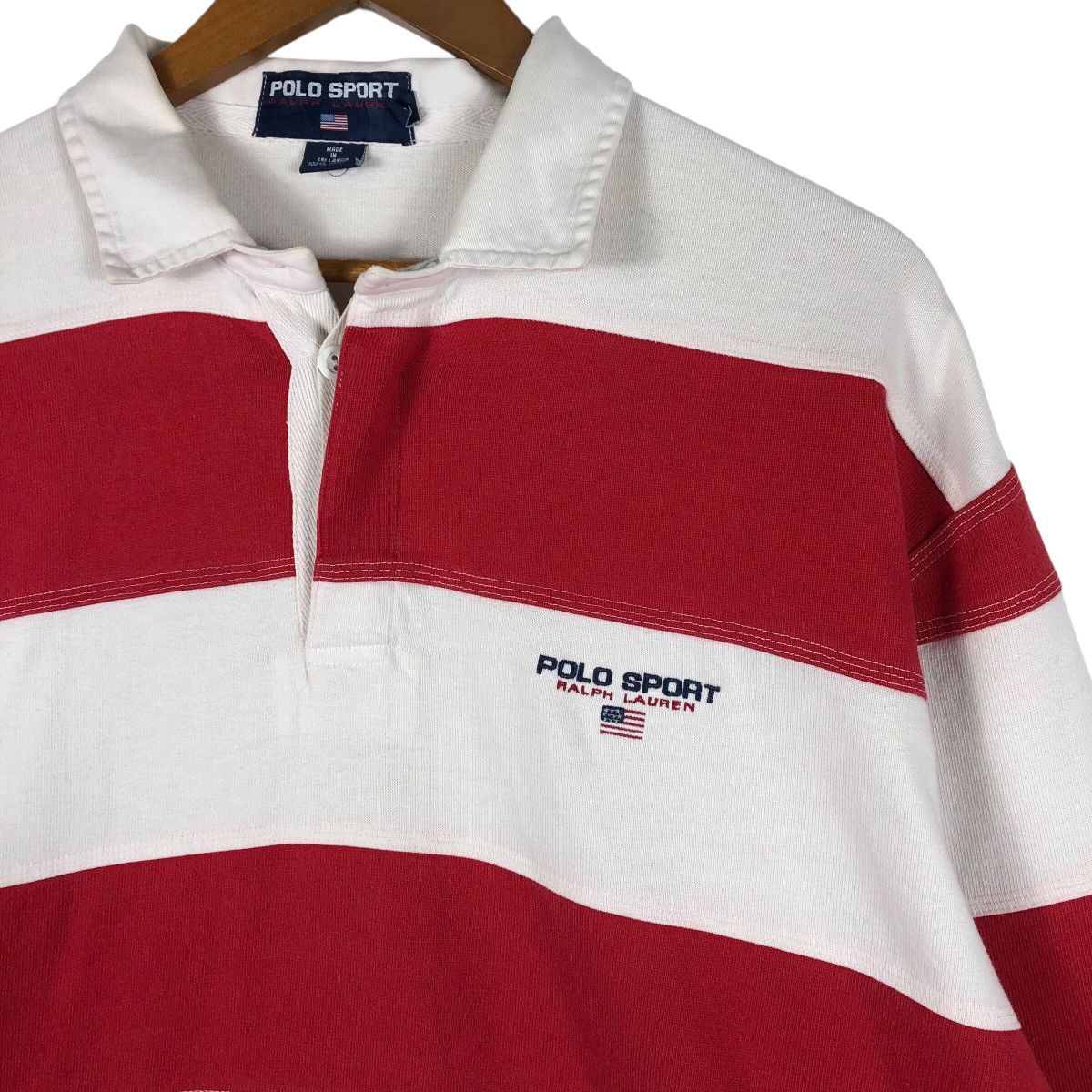 Polo Ralph Lauren × Vintage POLO SPORT Ralph Lauren Stripe Rugby Longsleeve Polo Size US XL / EU 56 / 4 - 3 Thumbnail