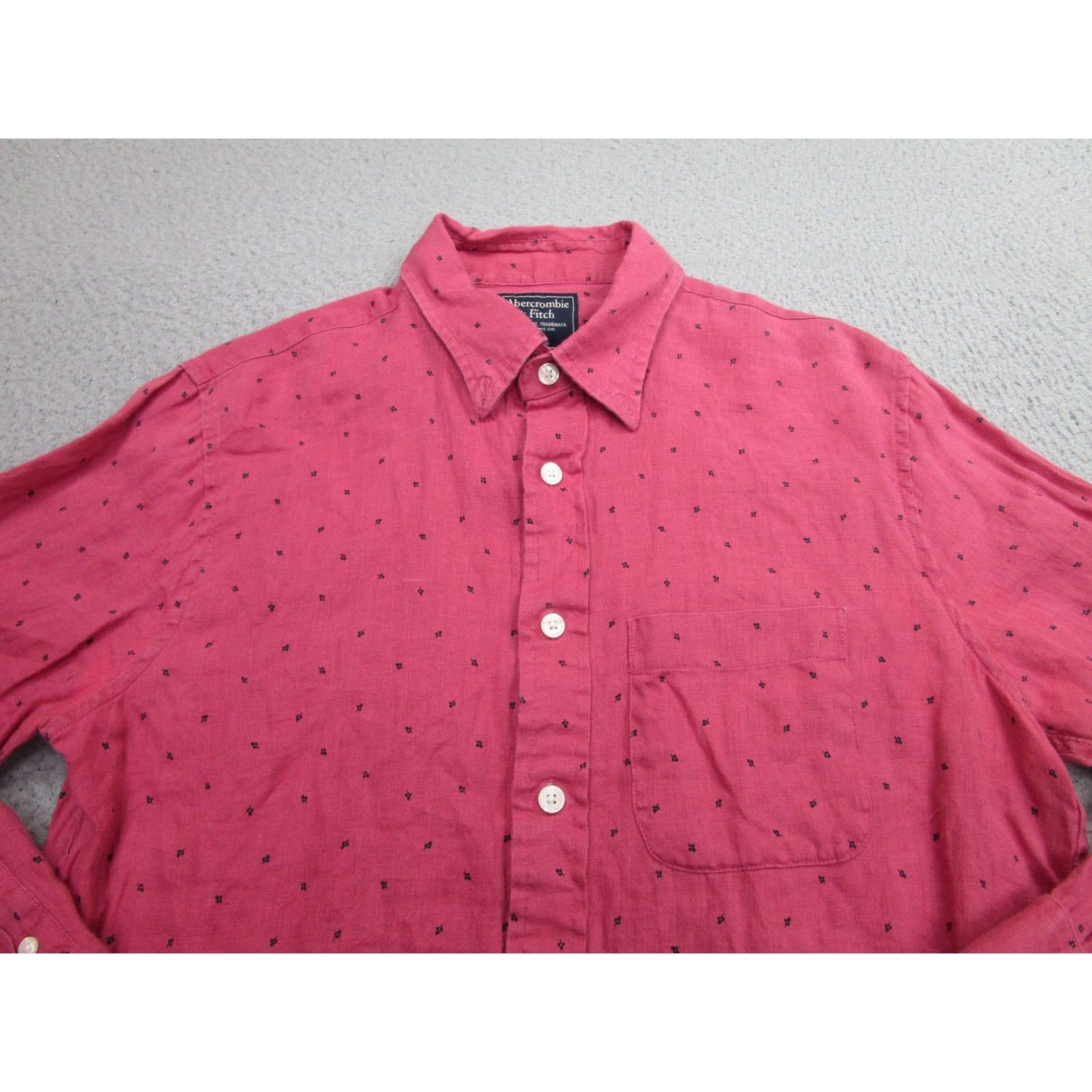 Abercrombie & Fitch Abercrombie & Fitch Shirt Mens Small Pink Linen Long Sleeve Button Front Size US S / EU 44-46 / 1 - 2 Thumbnail