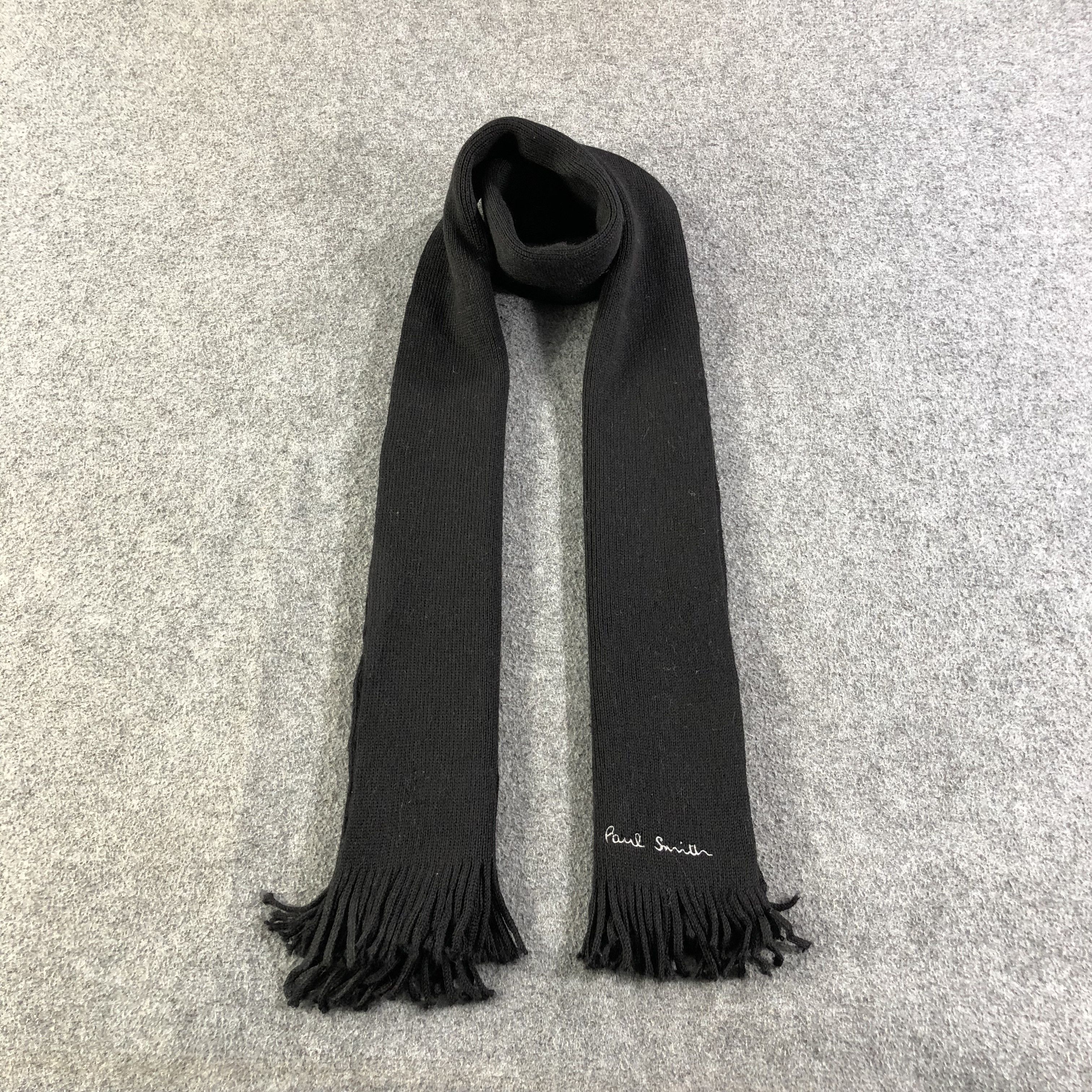 Paul Smith Paul Smith Plain Black Knit Wool Scarf Muffler V1342 Size ONE SIZE - 1 Thumbnail