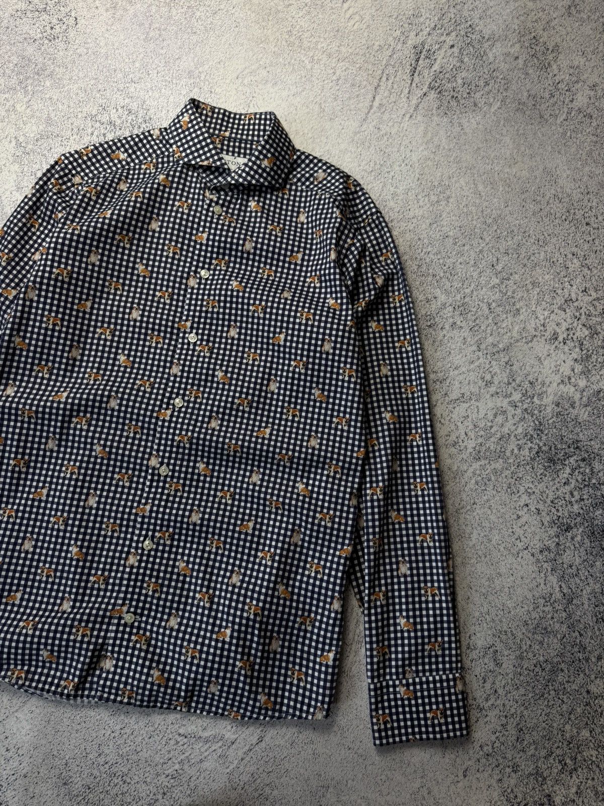 Eton ETON Mens Button Down Monogram Mops Slim Long Sleeve Shirt Size US M / EU 48-50 / 2 - 5 Thumbnail