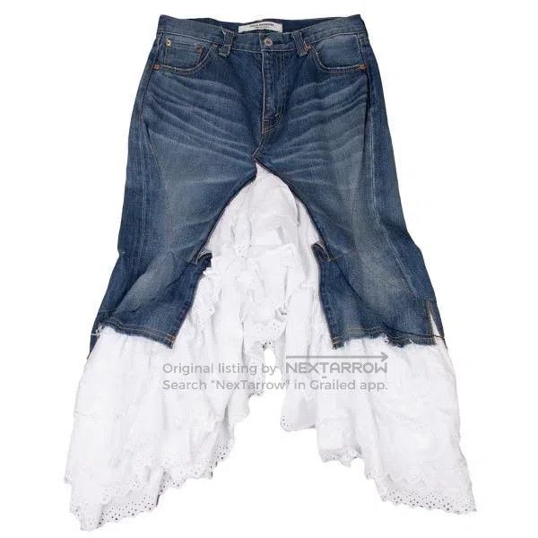 Junya Watanabe Junya Watanabe size S Denim lace patched skirt Size 23" - 1 Thumbnail