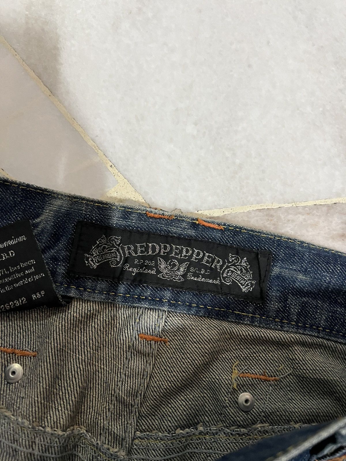 If Six Was Nine × Japanese Brand FLARE 90’s RED PEPPER CLAW DISTRESS JEAN Size US 35 - 18 Thumbnail