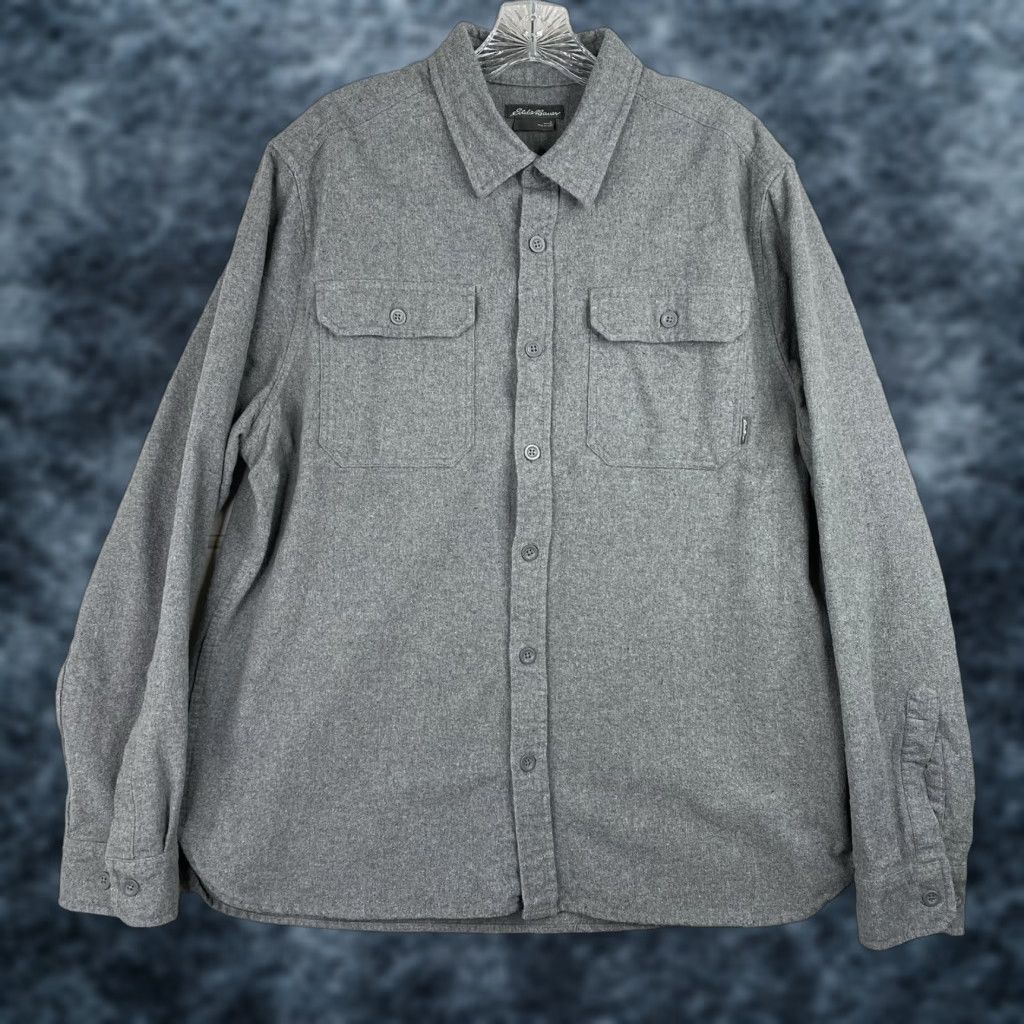 Eddie Bauer Eddie Bauer Flannel Shirt Mens L Gray Pocket Button Up Long Sleeve Thick Heavy Size US L / EU 52-54 / 3 - 1 Thumbnail