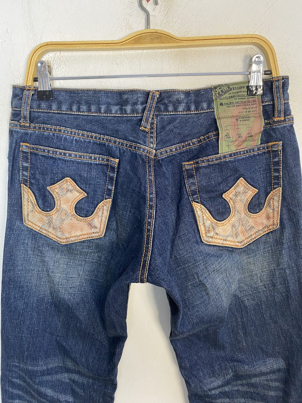 PPFM PPFM Yellow Riot Indigo Denim Jeans Straight Cut Size US 33 - 7 Thumbnail