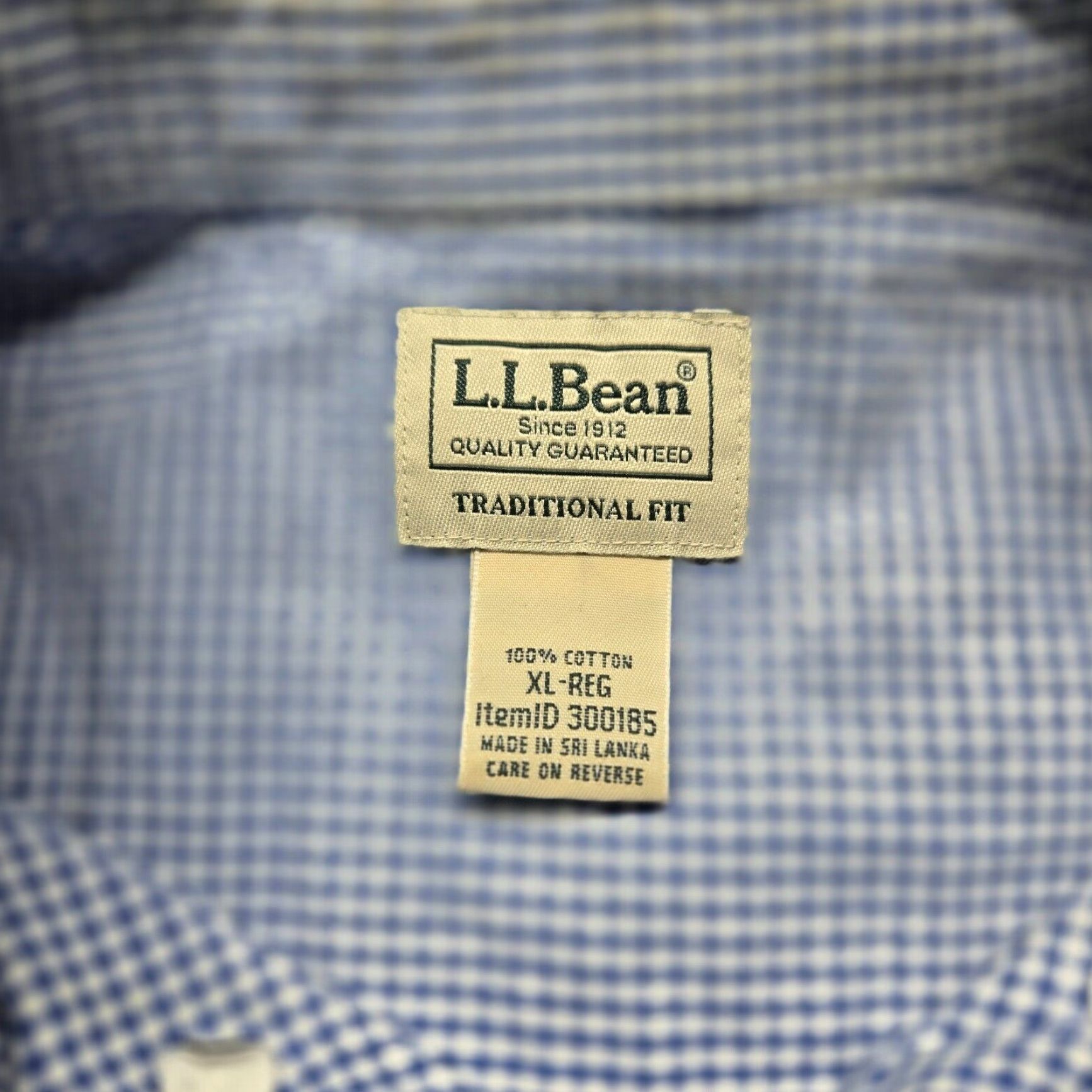 Vintage L.L. Bean Men's Regular Fit Button-Up Shirt Blue Check XL Long Sleeve 100% Cotton Size US XL / EU 56 / 4 - 3 Thumbnail
