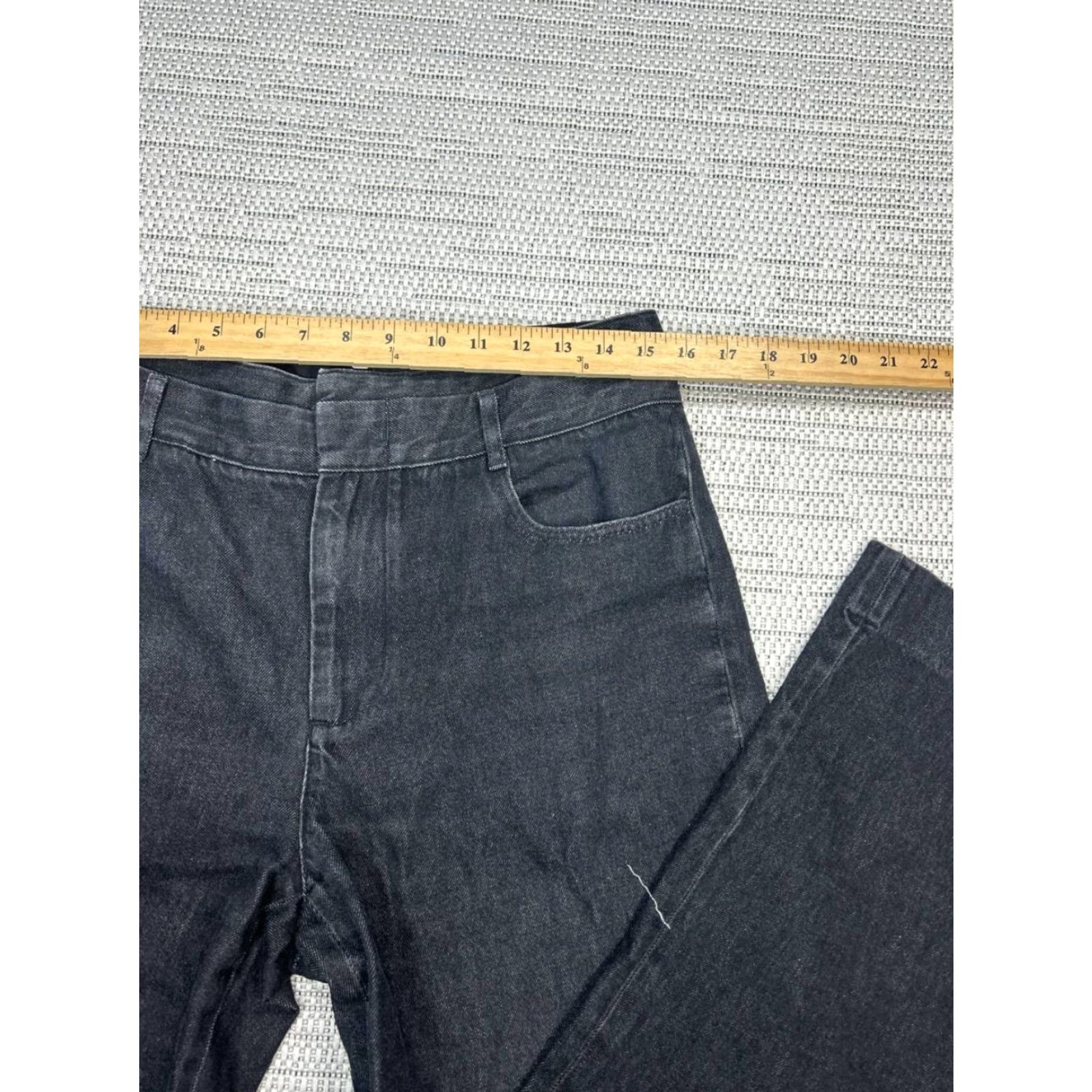 Vince Vince Jeans Womens 29 Black Denim Cotton Double Waistband Wide Leg Casual 31x31 Size 29" - 6 Thumbnail