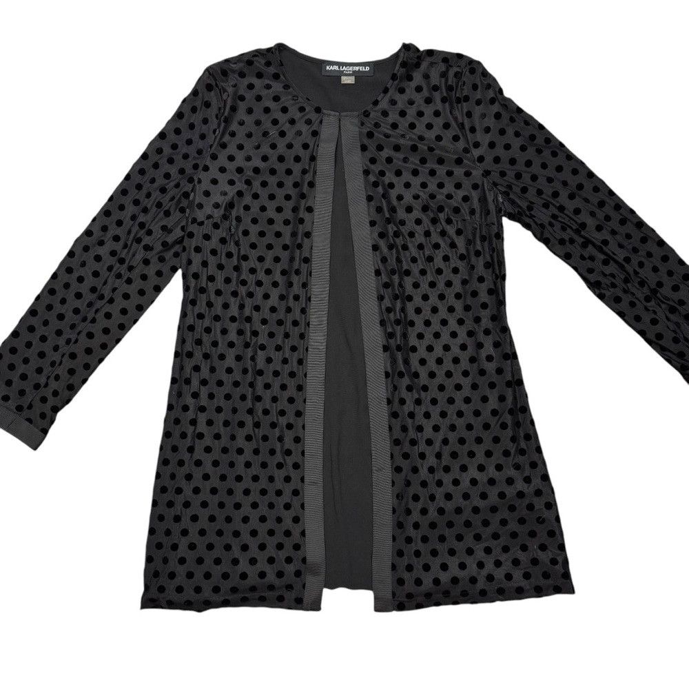 Karl Lagerfeld NWT New $138 Karl Lagerfeld Polka Dot Open Front Black Card Size S / US 4 / IT 40 - 6 Thumbnail
