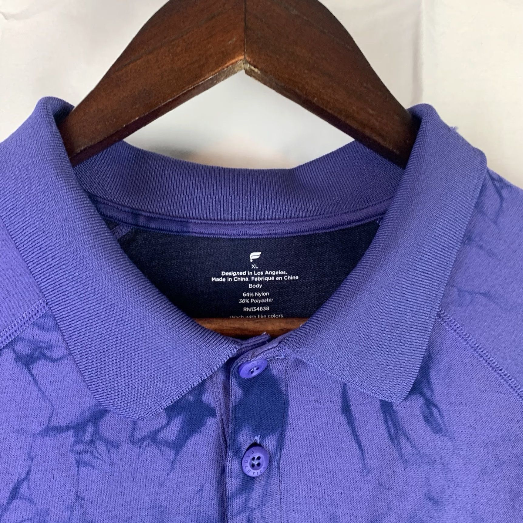 Fabletics VINTAGE Fabletics The Training Day Polo Shirt Purple Tie Dye Stretch Mens XL Nylon Men Shorts Sleeve Short Sleeve Polo Size US XL / EU 56 / 4 - 3 Thumbnail