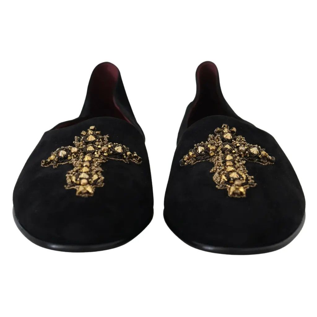 Dolce & Gabbana o1y0125 Suede Embellished Loafers in Black Size US 7 / EU 40 - 8 Thumbnail