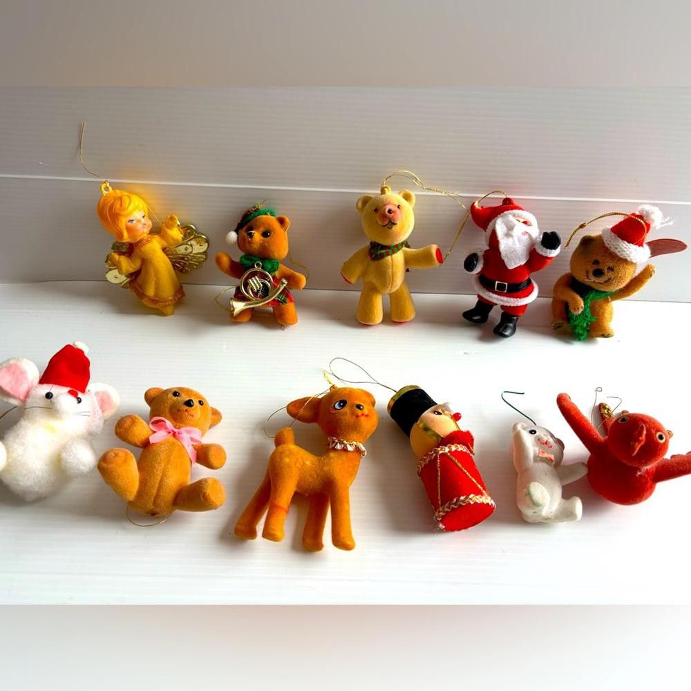 Designer Lot of 12 Vintage Flocked Christmas Ornaments Size ONE SIZE - 1 Thumbnail