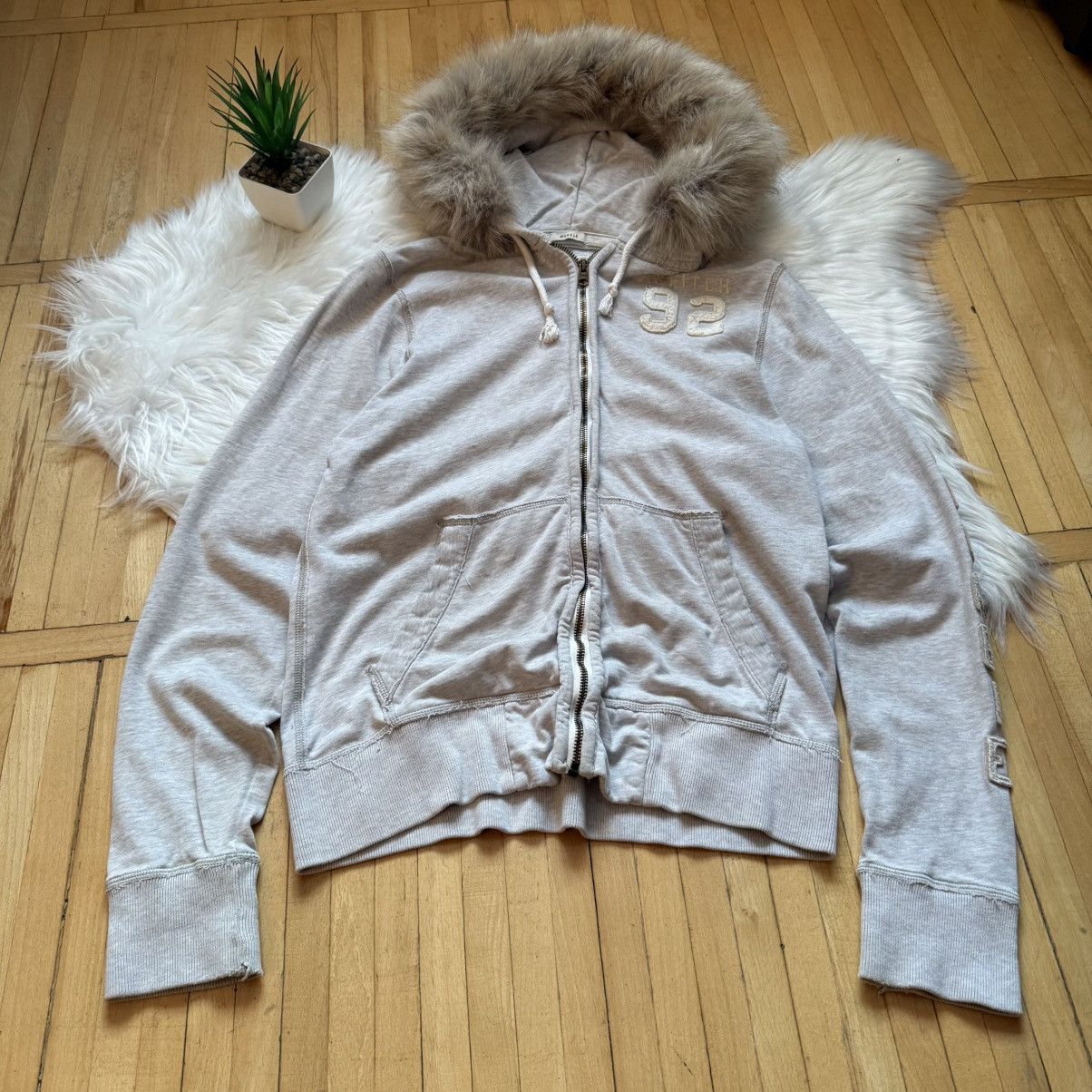Abercrombie & Fitch 📌 Crazy Abercrombie & Fitch Mens Faux Fur Y2K Zip-Hoodie Size US S / EU 44-46 / 1 - 3 Thumbnail