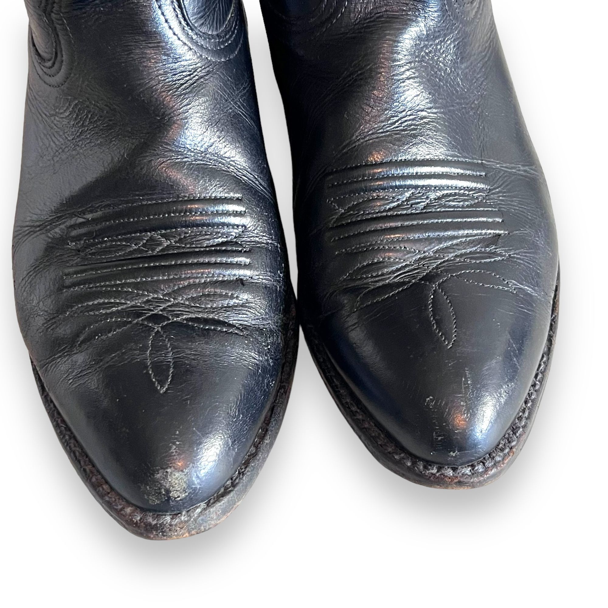 Nocona Boots Vintage Nocona Cowboy Boots Black Leather Size 8.5 E Size US 8.5 / EU 41-42 - 7 Thumbnail