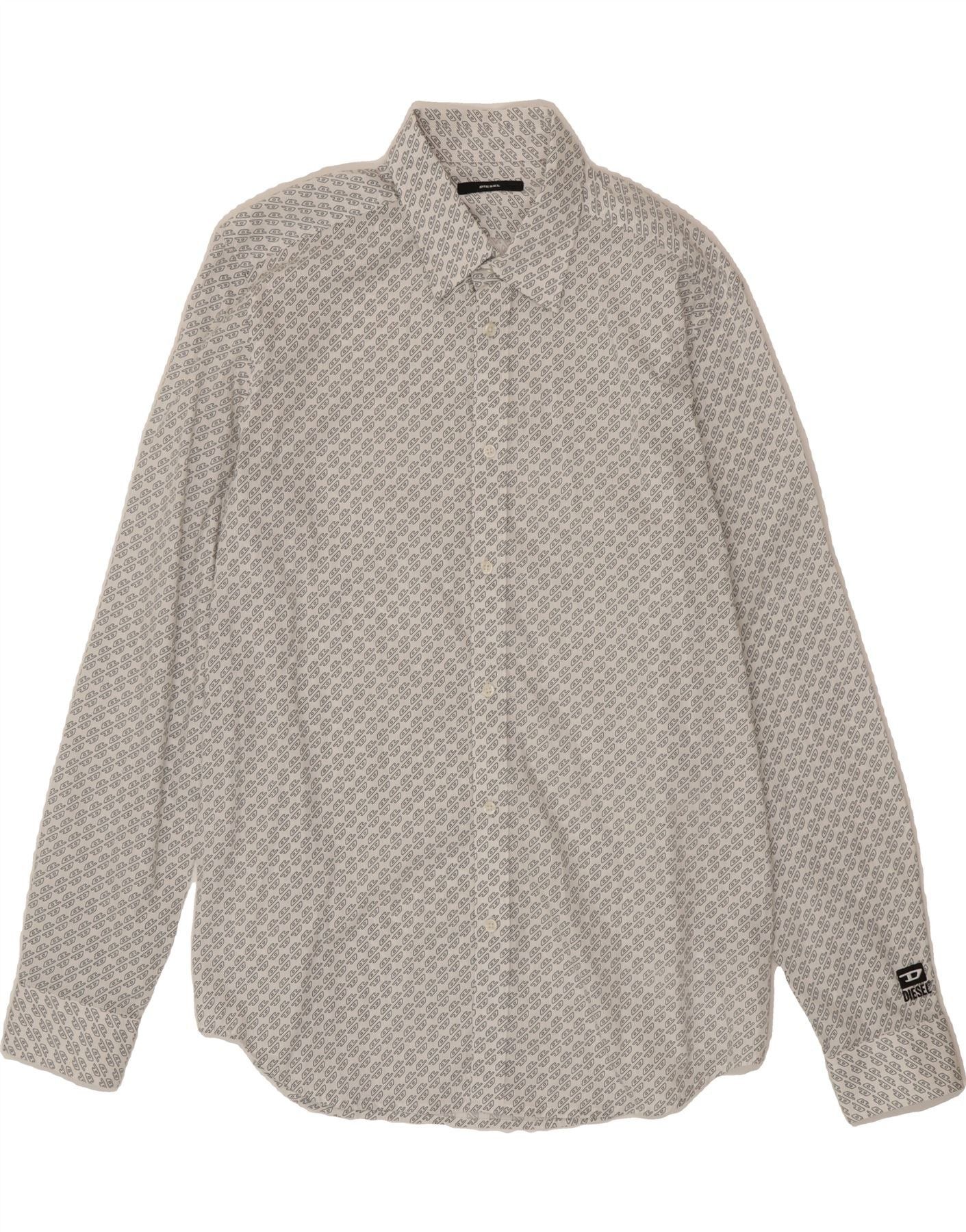 Diesel Mens Abstract Pattern Shirt XL White Cotton Size US XL / EU 56 / 4 - 1 Thumbnail