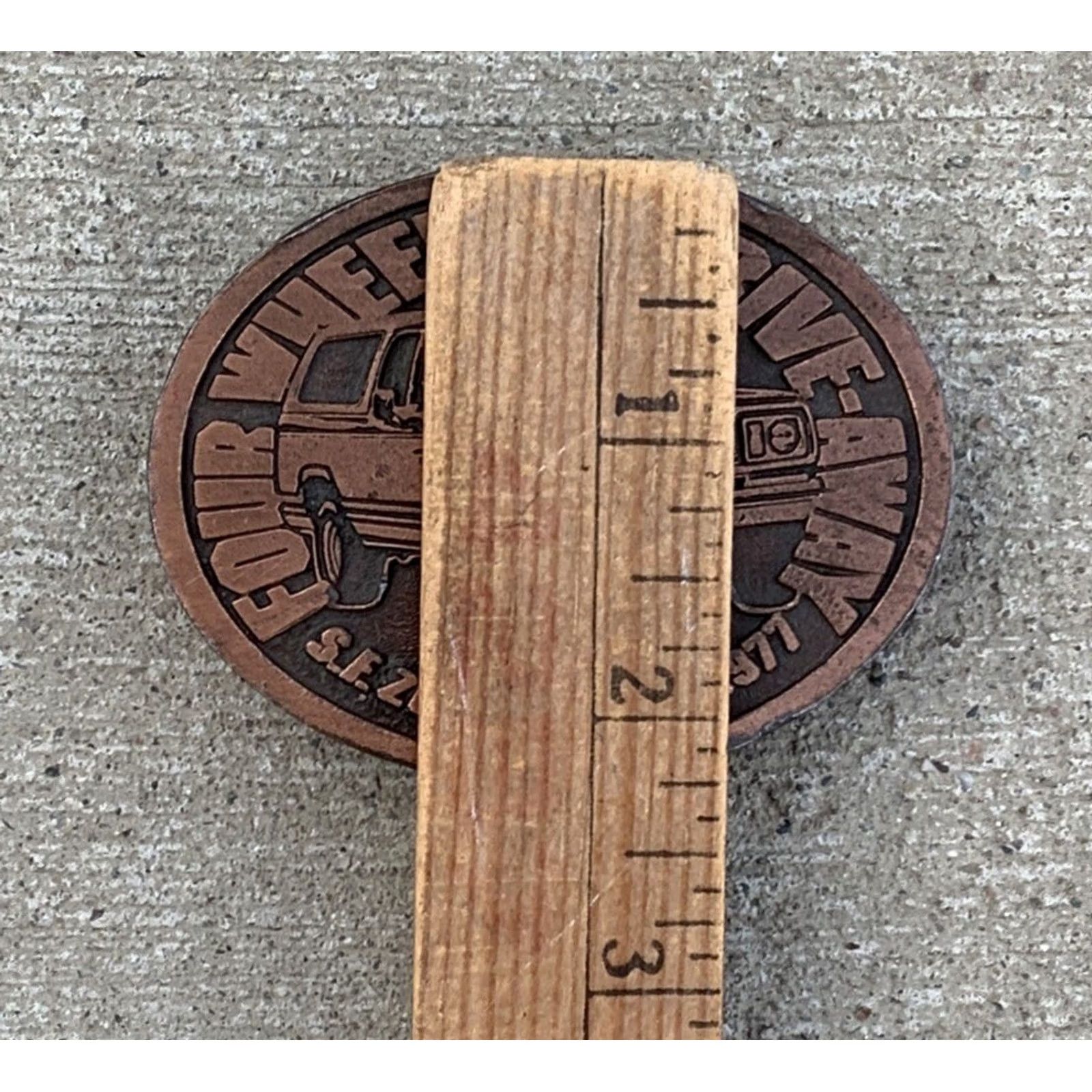 Vintage VINTAGE Hit Line USA Belt Buckle Copper 1970s Four Wheelin Drive Away SF Zone 1977 Men Women Unisex Adult Size ONE SIZE - 3 Thumbnail
