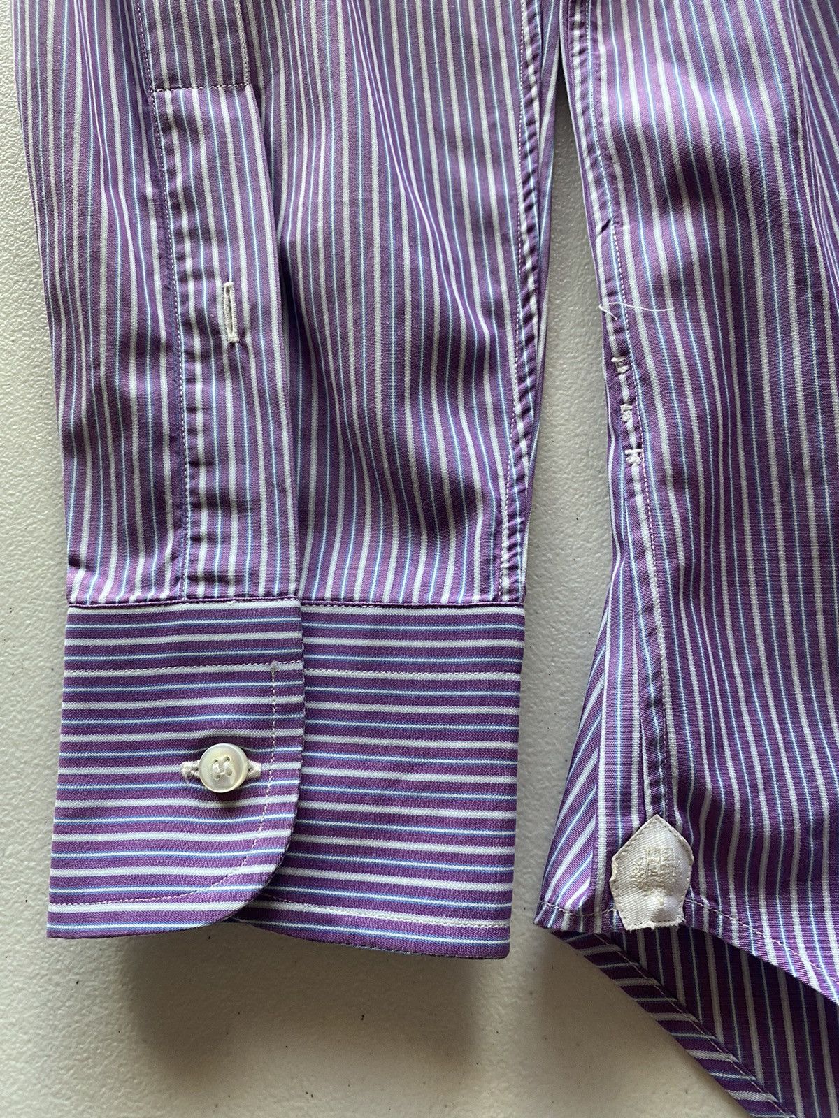 Loro Piana Loro Piana 🇮🇹 purple rep stripe dress shirt 16.5 42eu VGC Size US L / EU 52-54 / 3 - 5 Thumbnail