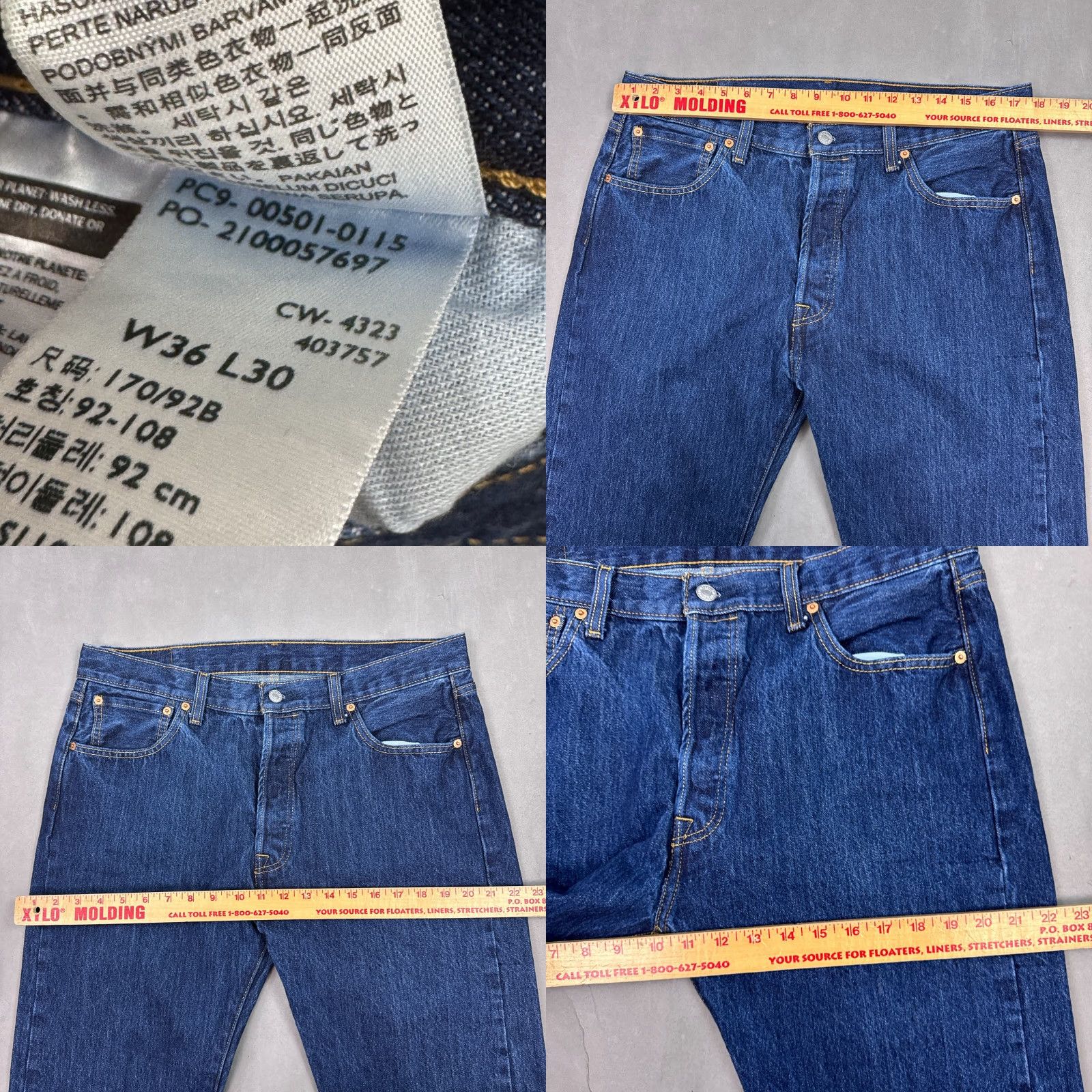 Levi's Levi's 501 Jeans Mens 36x30 Blue Button Fly Pant Distressed Dark Workwear Denim Straight Jeans Men 501 Series 36 30 Blue Pants Mens Size US 36 / EU 52 - 9 Thumbnail