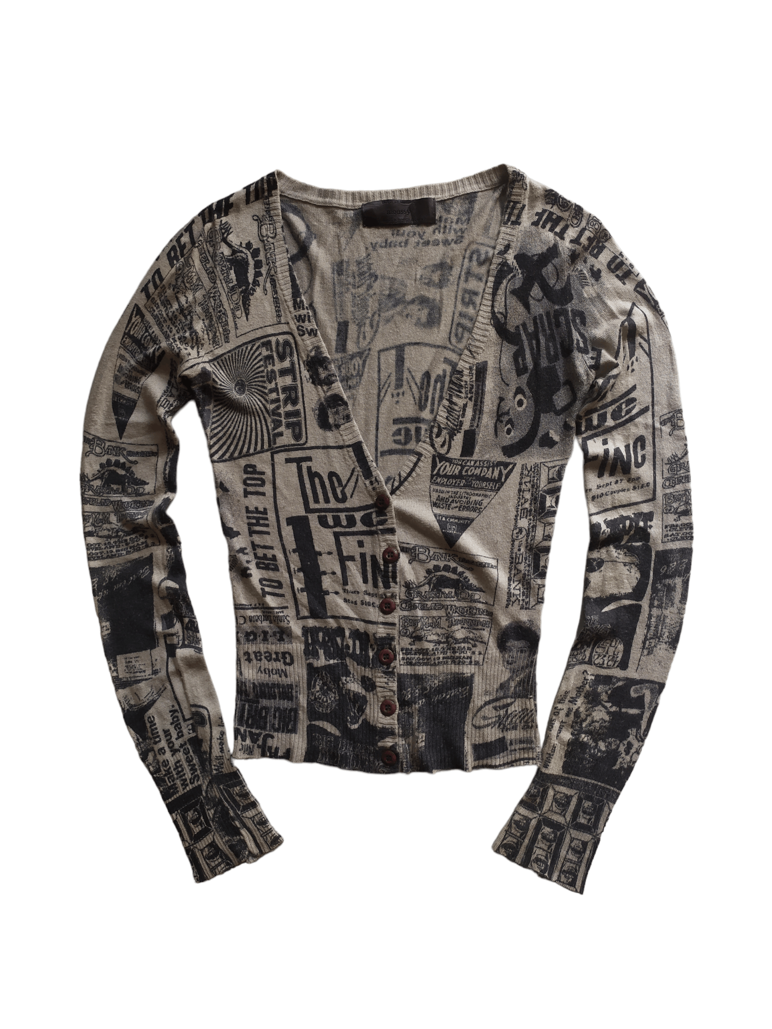 image of Angel Blue x Hysteric Glamour Cardigan Moussy Full Print in Grey, Women's (Size Small)