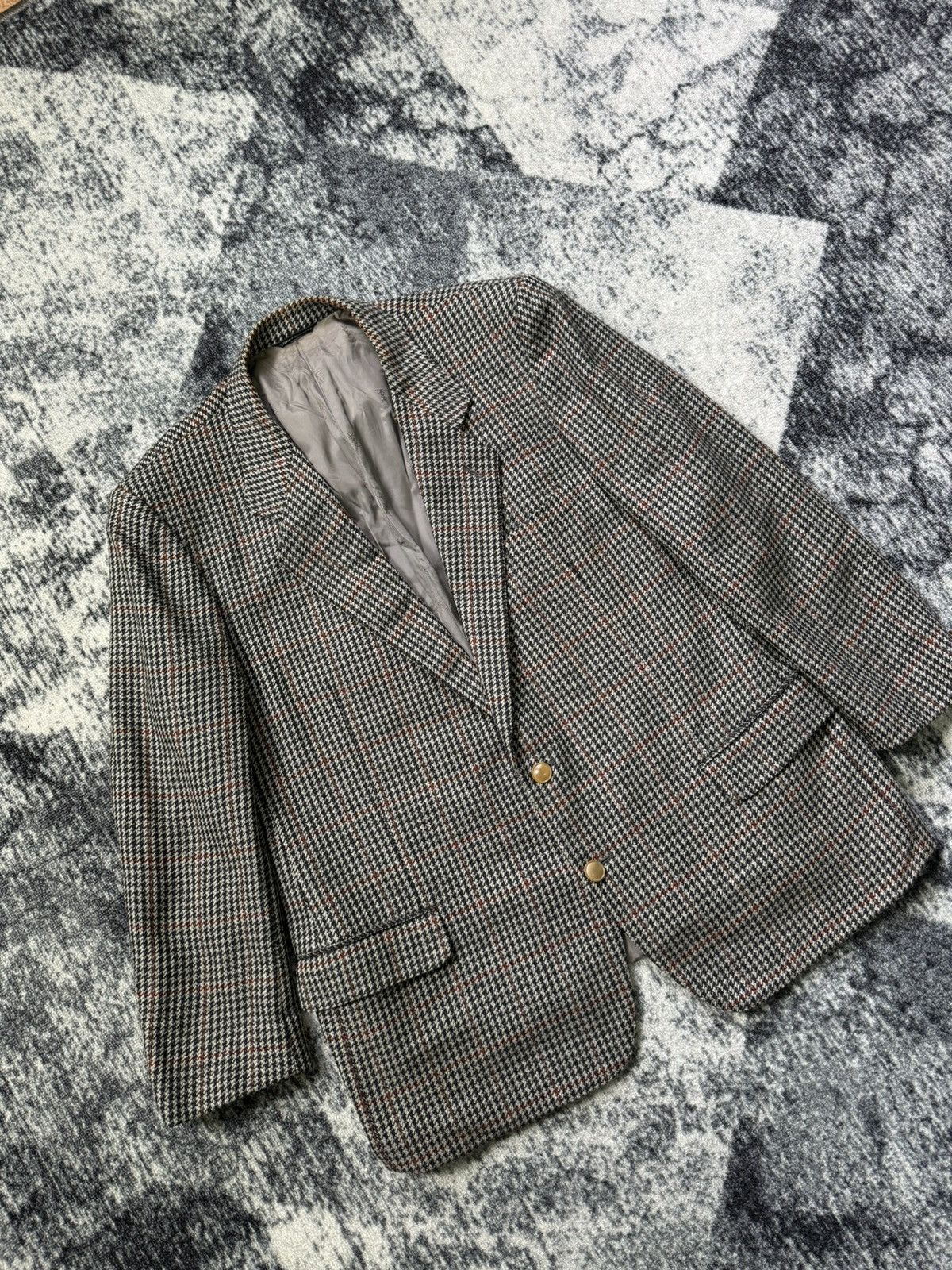Vintage × Yves Saint Laurent Vintage Yves Saint Laurent Men's Houndstooth Blazer Jacket Size 44L - 2 Thumbnail