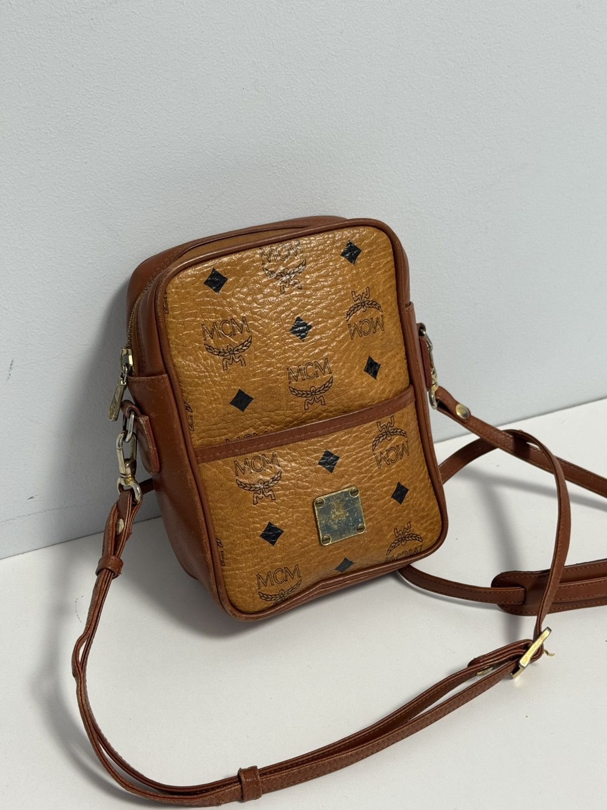 MCM MCM Visetos Shoulder Bag Crossbody Bag Brown Logo Leather Size ONE SIZE - 11 Thumbnail