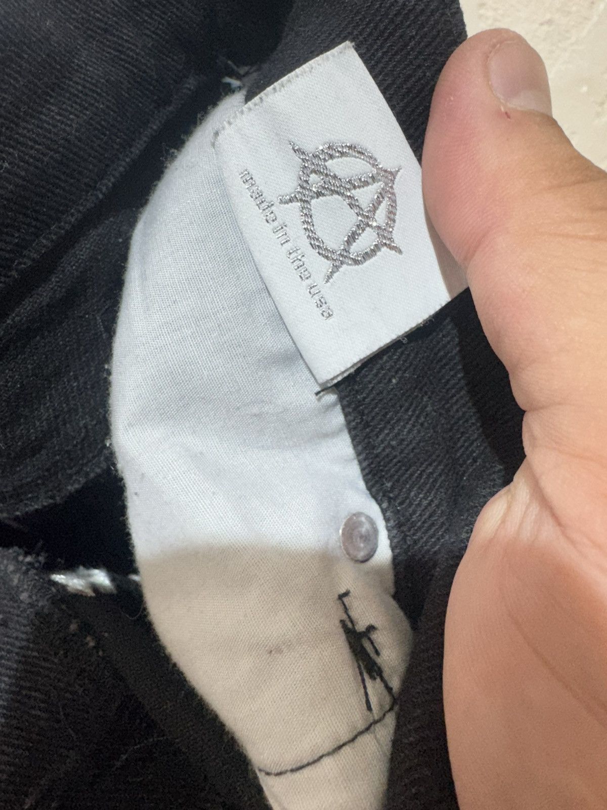 Revenge Embroidered Denim Jeans Black/White