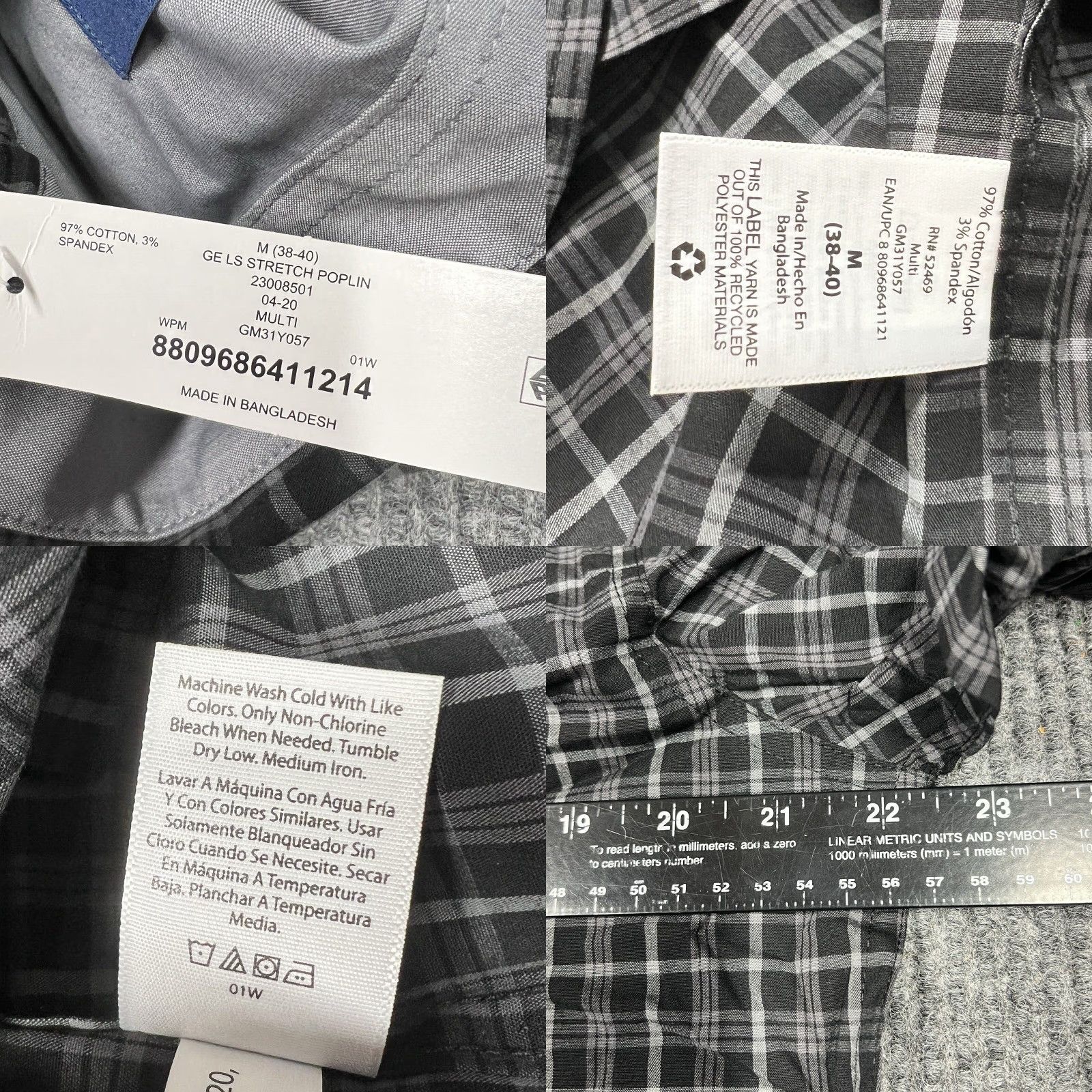 George GEORGE Mens Shirt Medium Black Plaid Classic Fit Button-Down Stretch Casual NWT Size US M / EU 48-50 / 2 - 8 Thumbnail