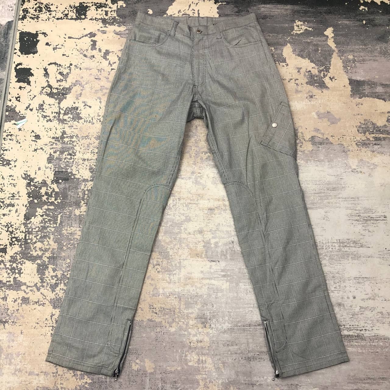 If Six Was Nine P820 ROUGH LAUGH LAF HOUNDSTOOTH CARGO ZIPPER PANTS Size US 32 / EU 48 - 1 Thumbnail