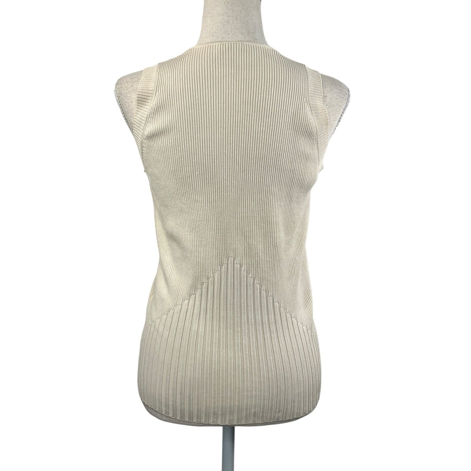 Vintage 90s Cache Ribbed Silk Top Sleeveless Rhinestone Zipper Size L / US 10 / IT 46 - 9 Thumbnail