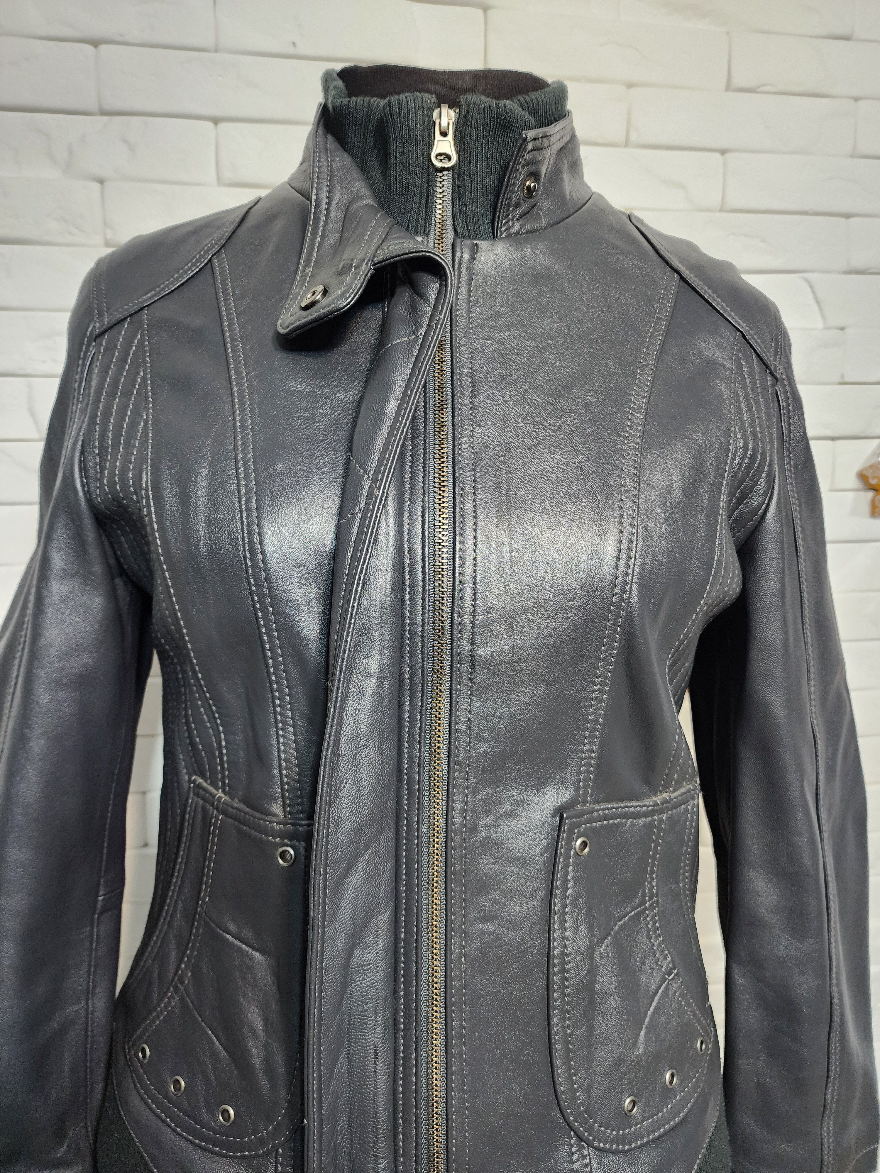 Genuine Leather Gray Genuine Leather Women's Jacket Size M / US 6-8 / IT 42-44 - 2 Thumbnail