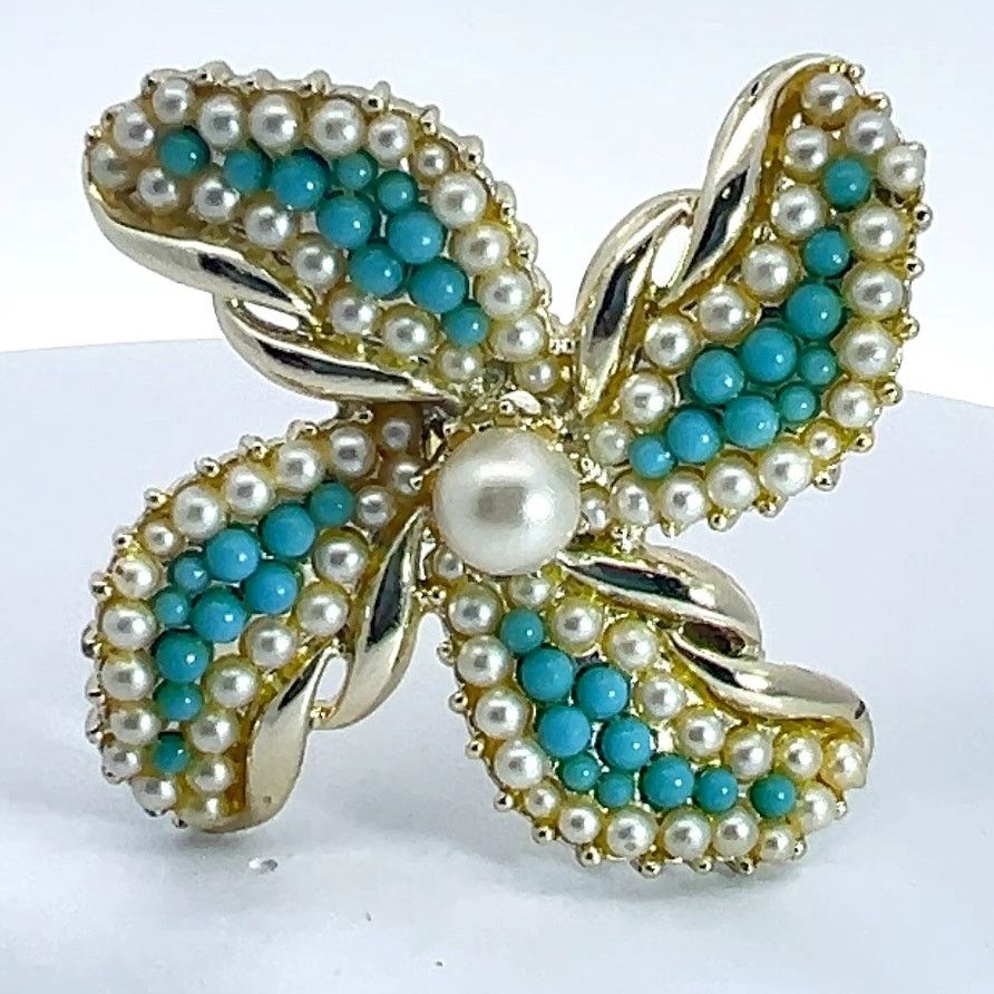 & Other Stories Florenza Elegant Faux Pearl and Turquoise Brooch Size ONE SIZE - 1 Thumbnail